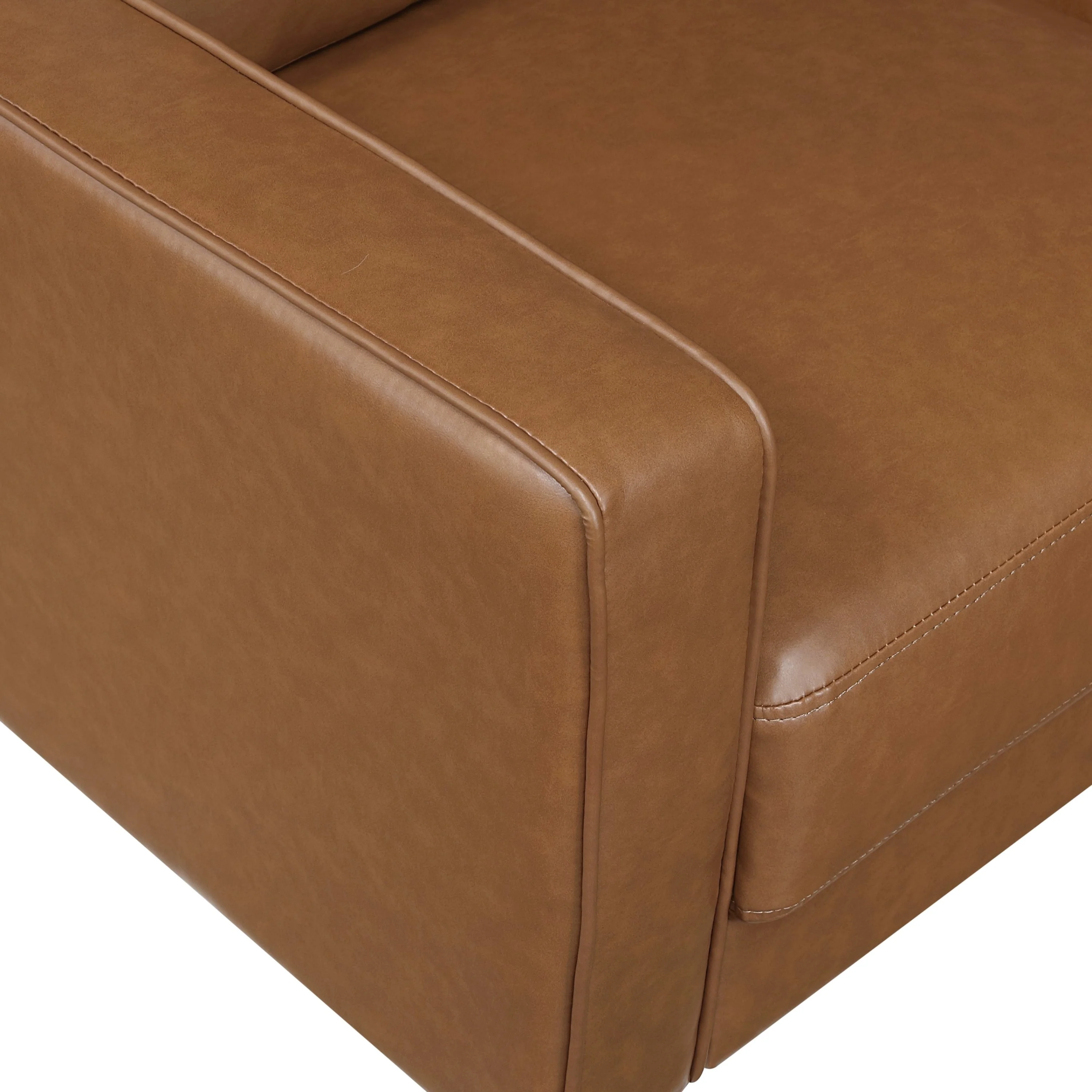 Modern Style Brown Faux Leather 3-Seater Sofa Couch - Image 6
