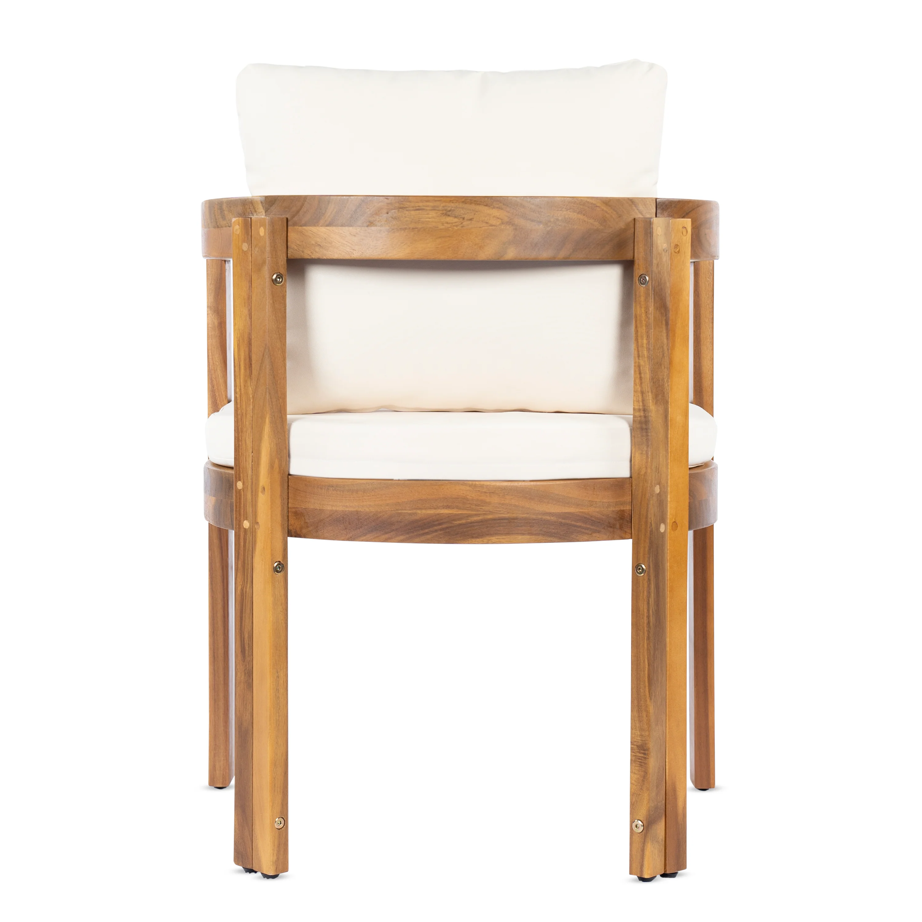 Modern Teak 7 Pieces Acacia Wood Outdoor Dining Set with Cream Cushions - Image 12