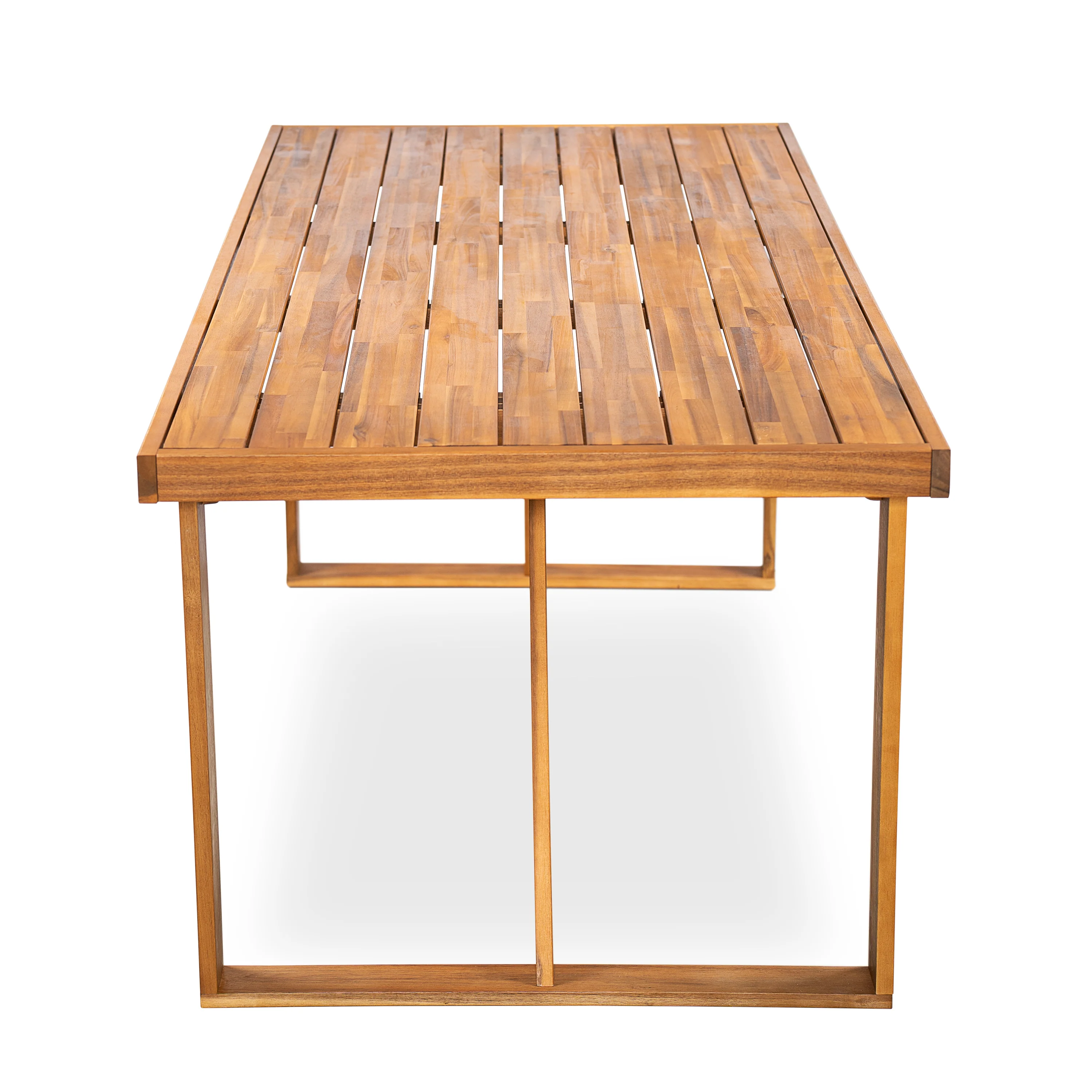 Modern Teak 7 Pieces Acacia Wood Outdoor Dining Set with Cream Cushions - Image 8