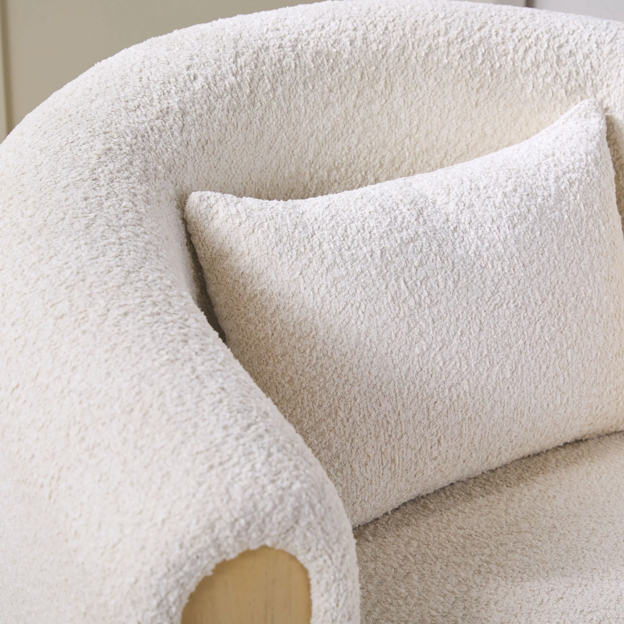Chantelle Modern Boucle Upholstered Fully Assembled Swivel Barrel Accent Chair - Image 7