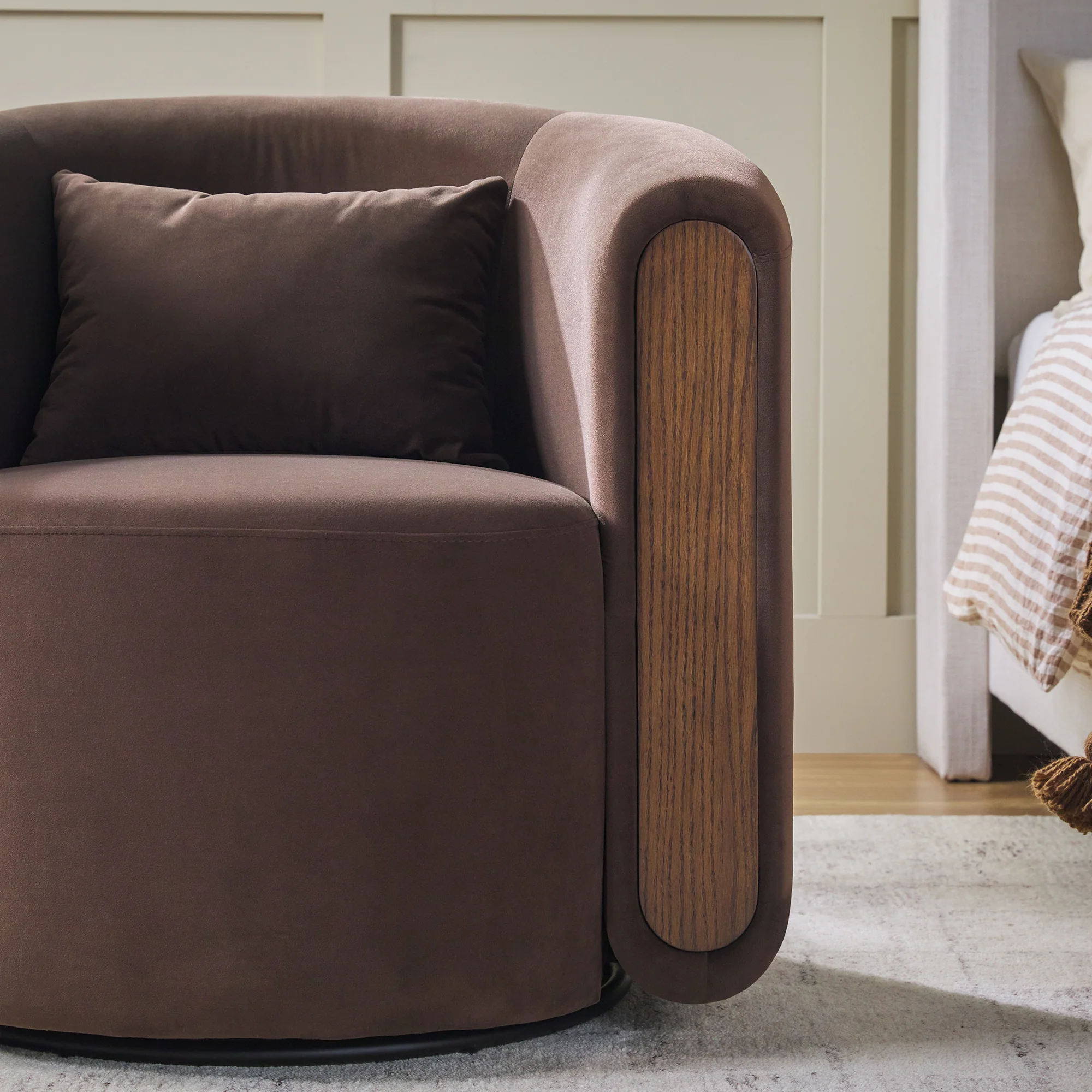 Chantelle Modern Upholstered Swivel Barrel Accent Chair - Image 9