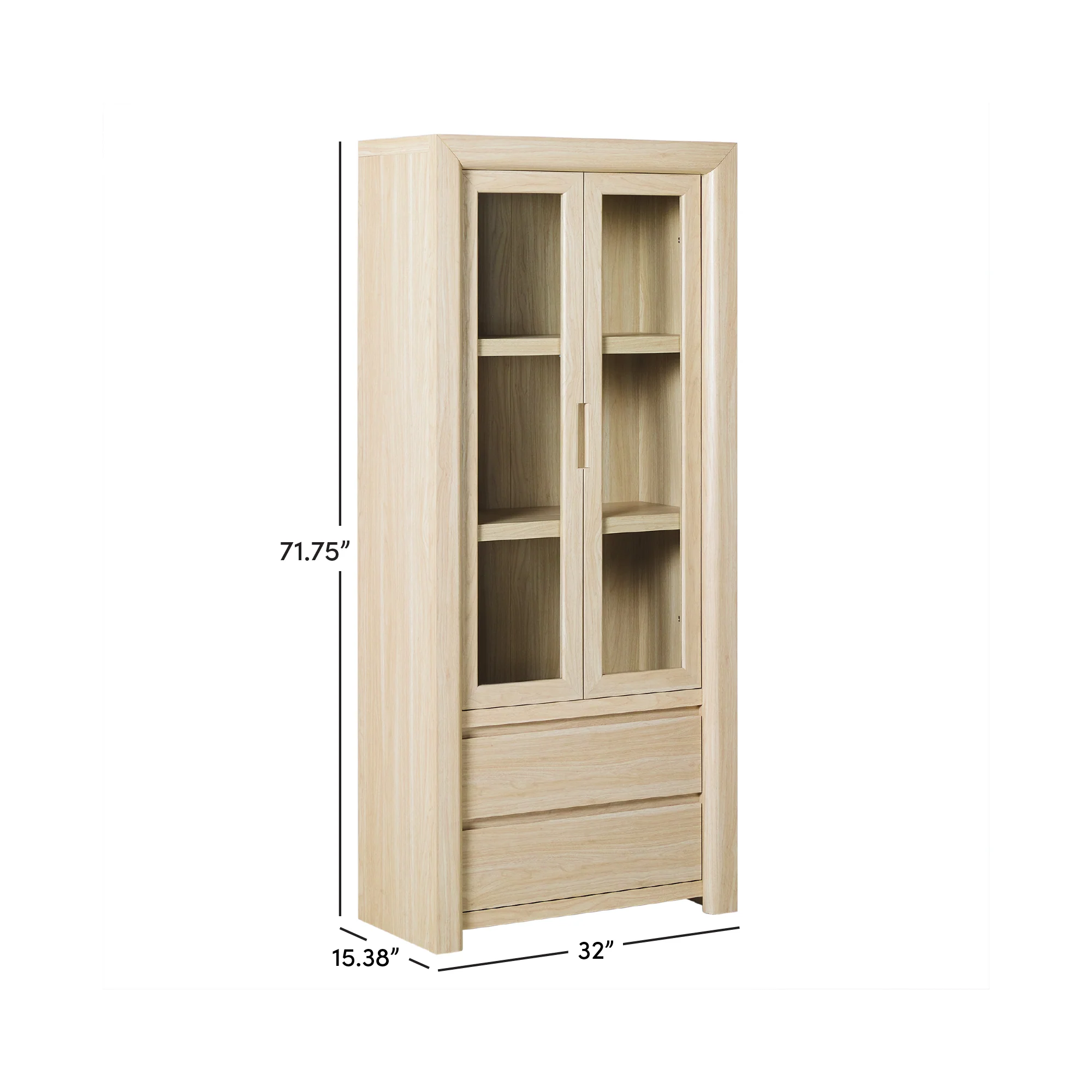 Amira Modern Wood Bookshelf with Glass Doors and Drawer Storage - Image 13
