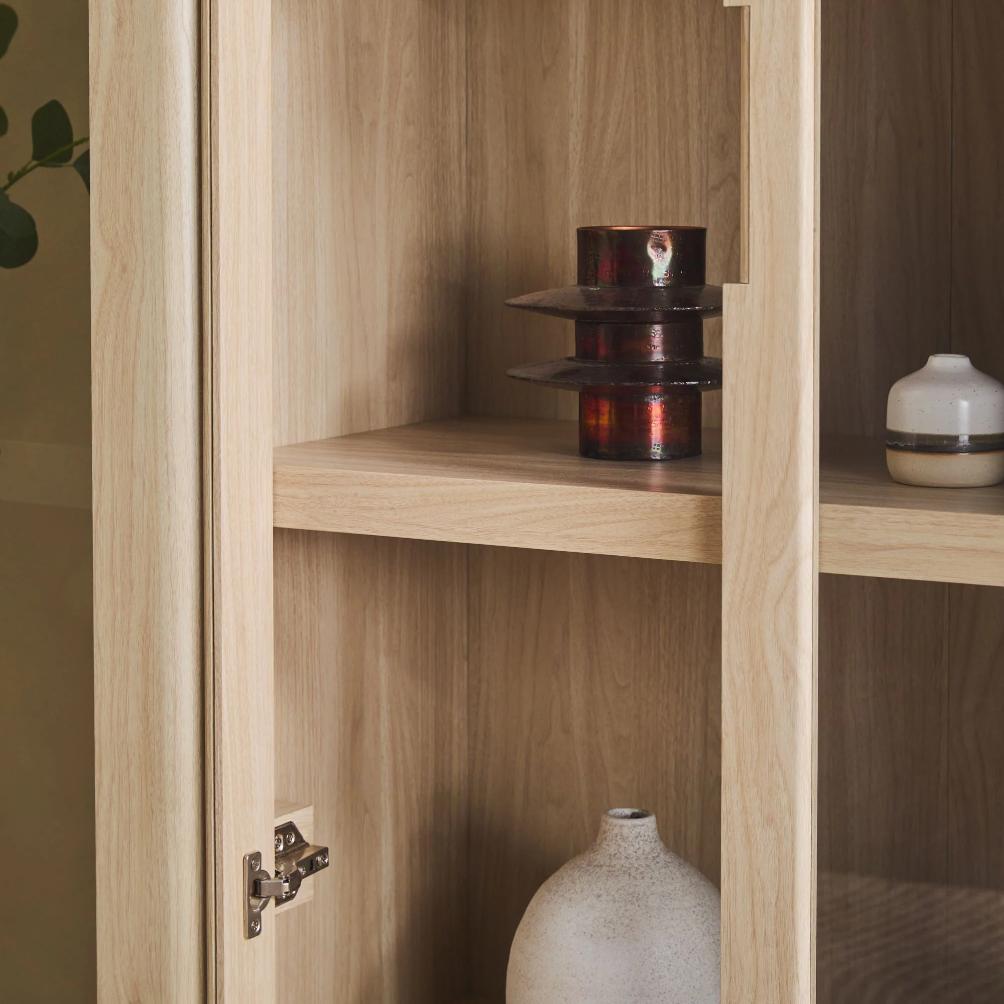 Amira Modern Wood Bookshelf with Glass Doors and Drawer Storage - Image 15