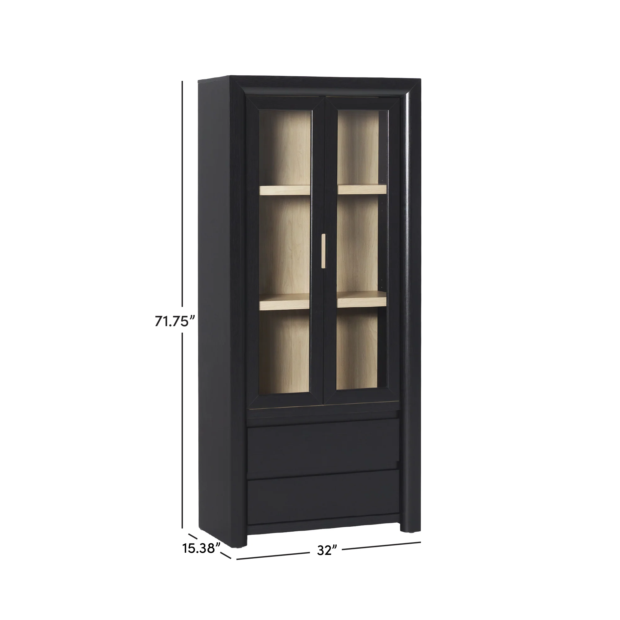 Amira Modern Wood Bookshelf with Glass Doors and Drawer Storage - Image 6