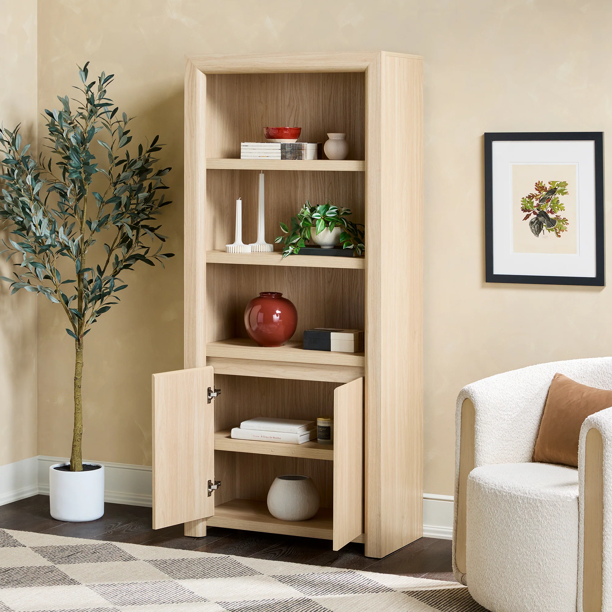 Amira Modern Wood Bookshelf with Storage Cabinet - Image 15
