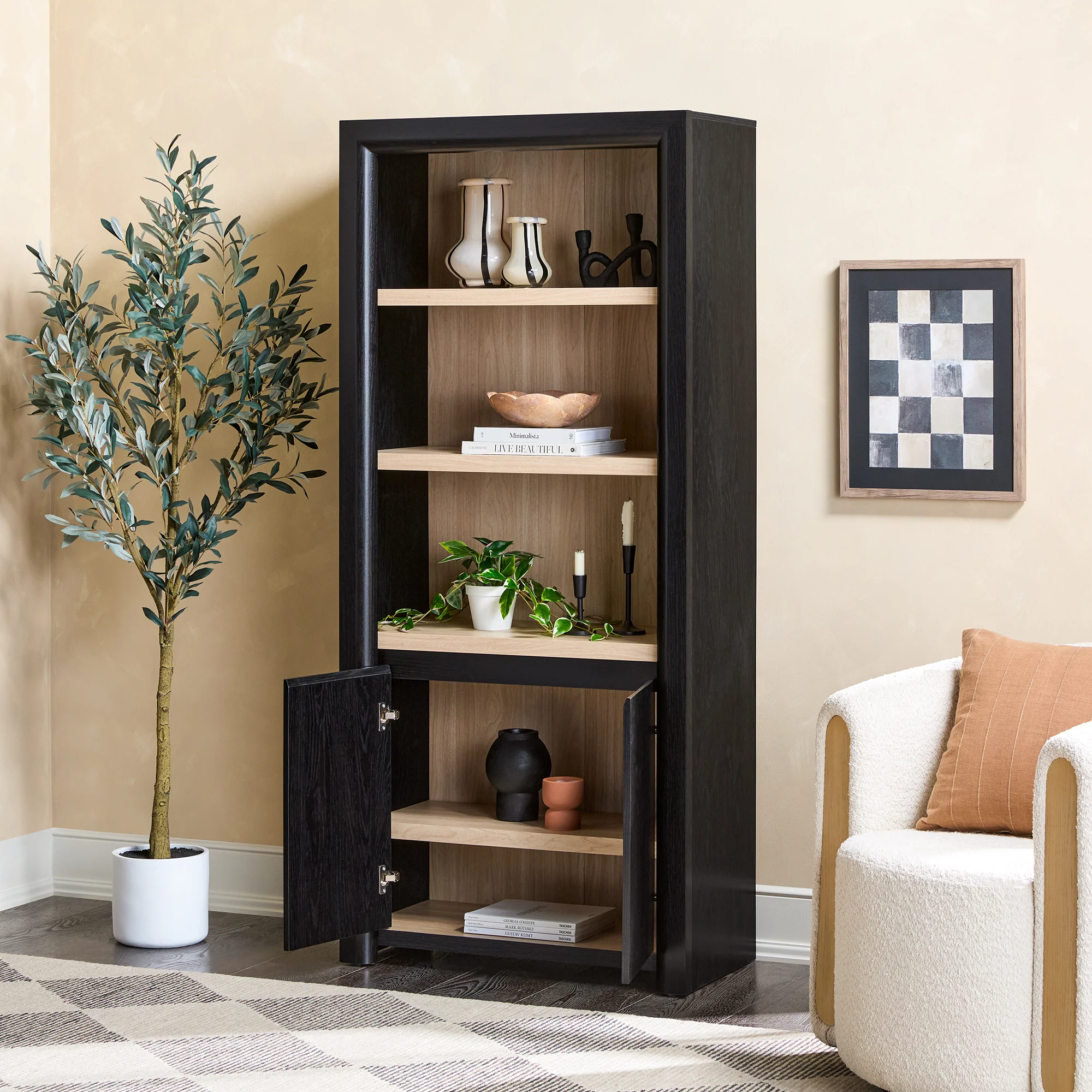 Amira Modern Wood Bookshelf with Storage Cabinet - Image 7