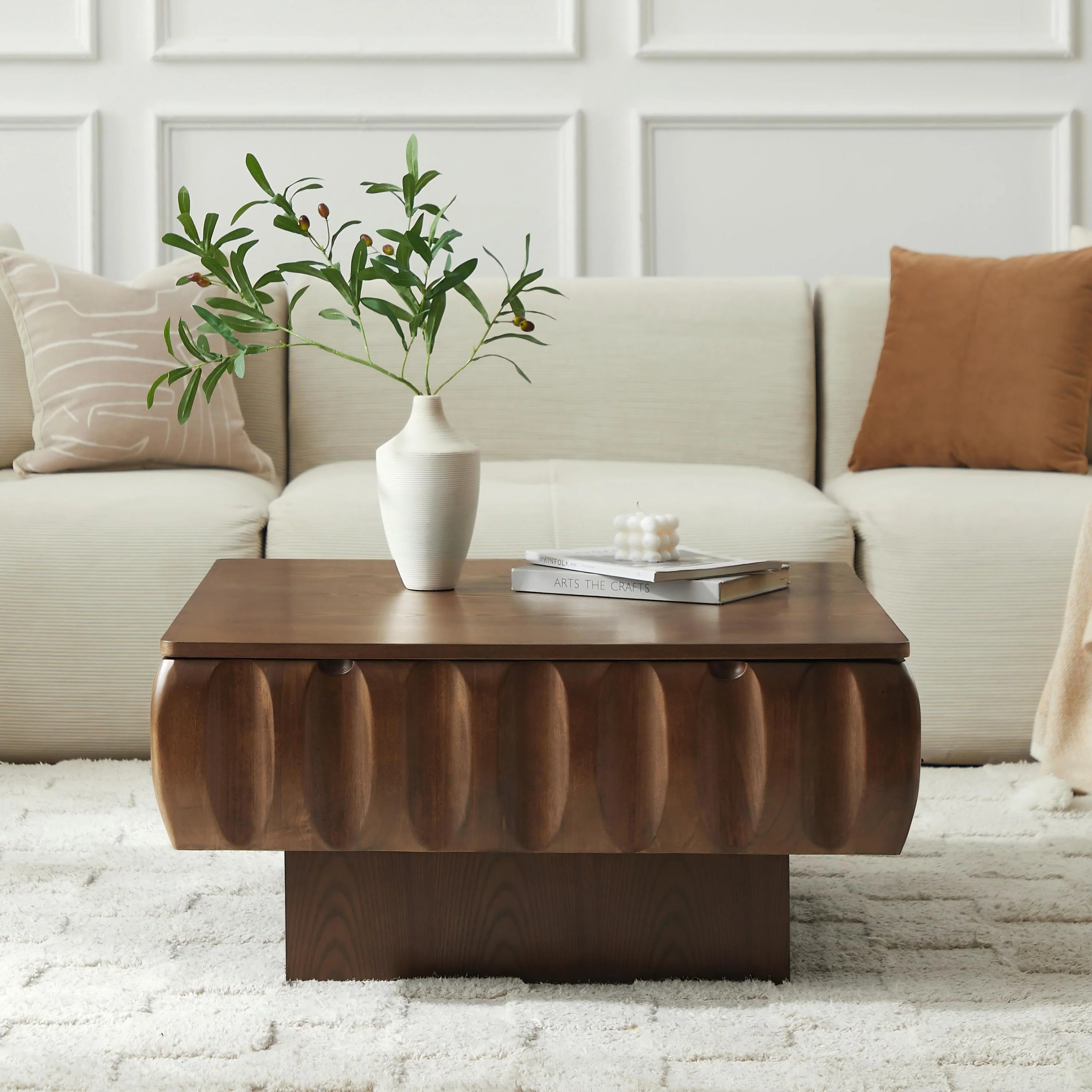 Modern Wood Square Lift-Top Storage Coffee Table - Image 2