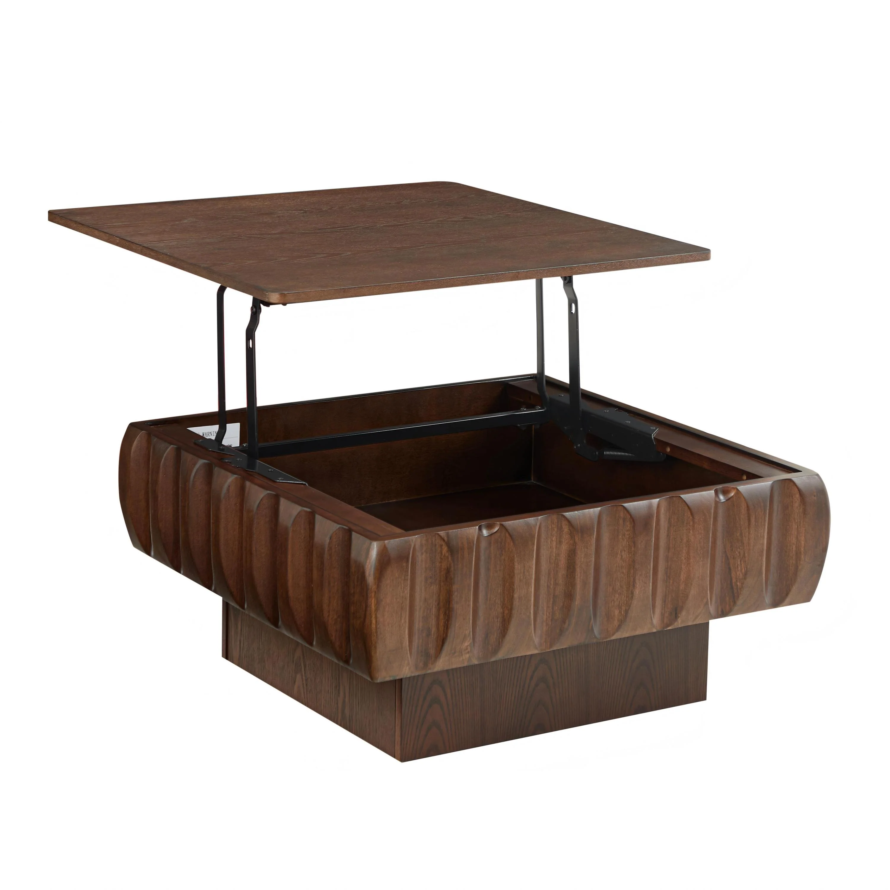 Modern Wood Square Lift-Top Storage Coffee Table - Image 7