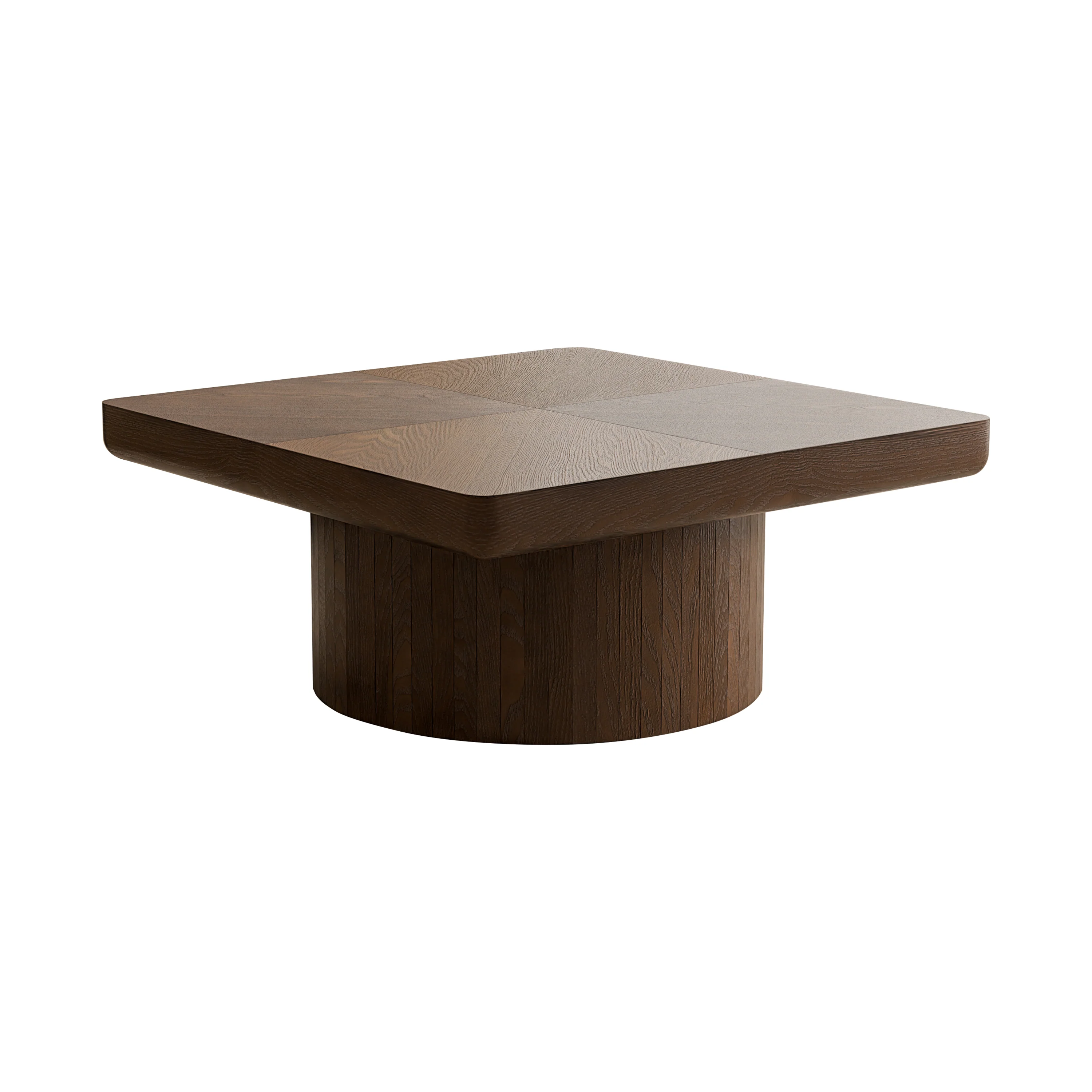 Modern Veneer 34.6'' Square Fluted Cylindrical Base Coffee Table - Image 16