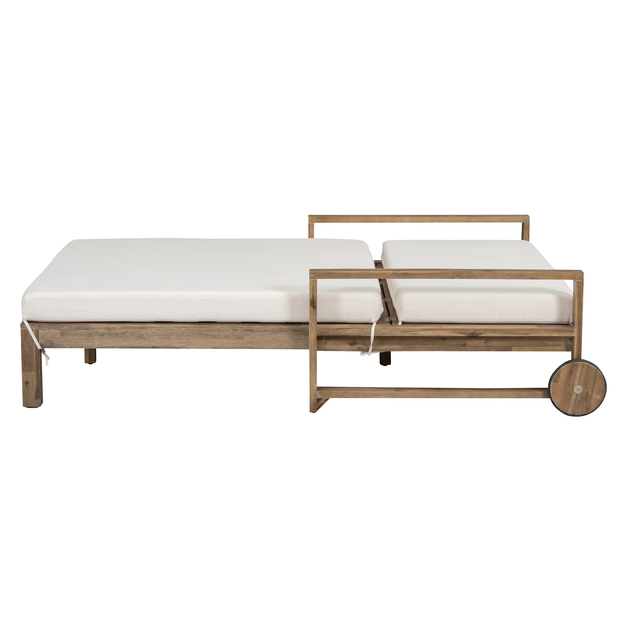Modern Teak Wood Outdoor Patio Sunbathing Lounge Bed - Image 10