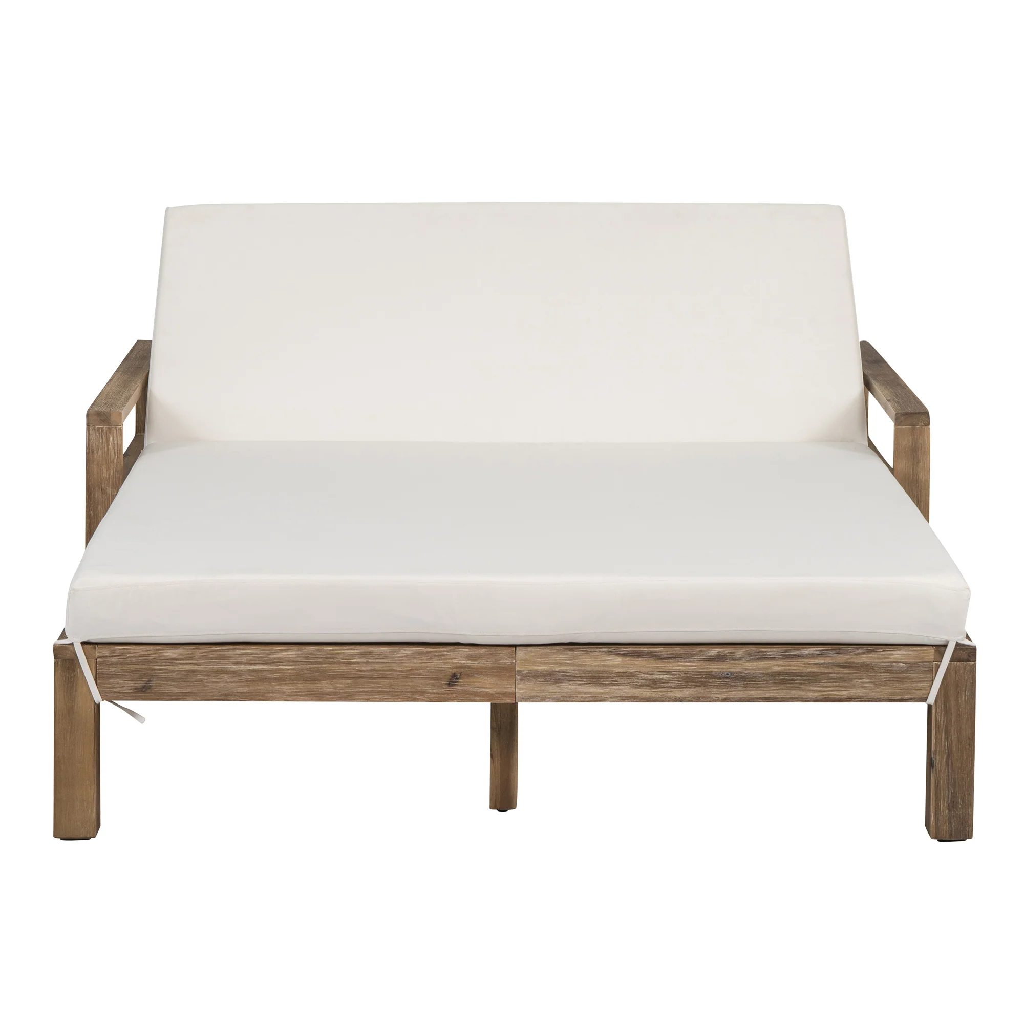 Modern Teak Wood Outdoor Patio Sunbathing Lounge Bed - Image 11