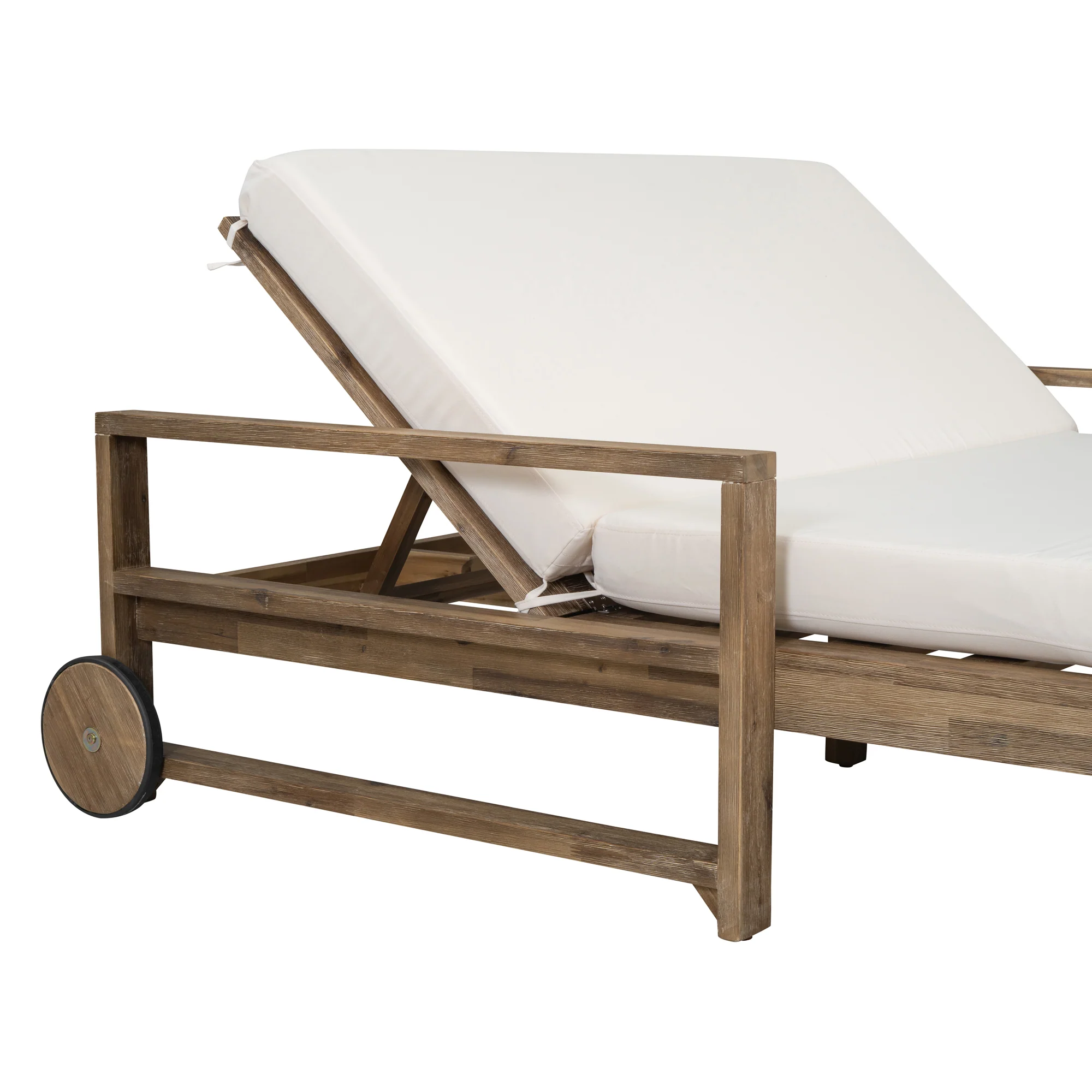Modern Teak Wood Outdoor Patio Sunbathing Lounge Bed - Image 12