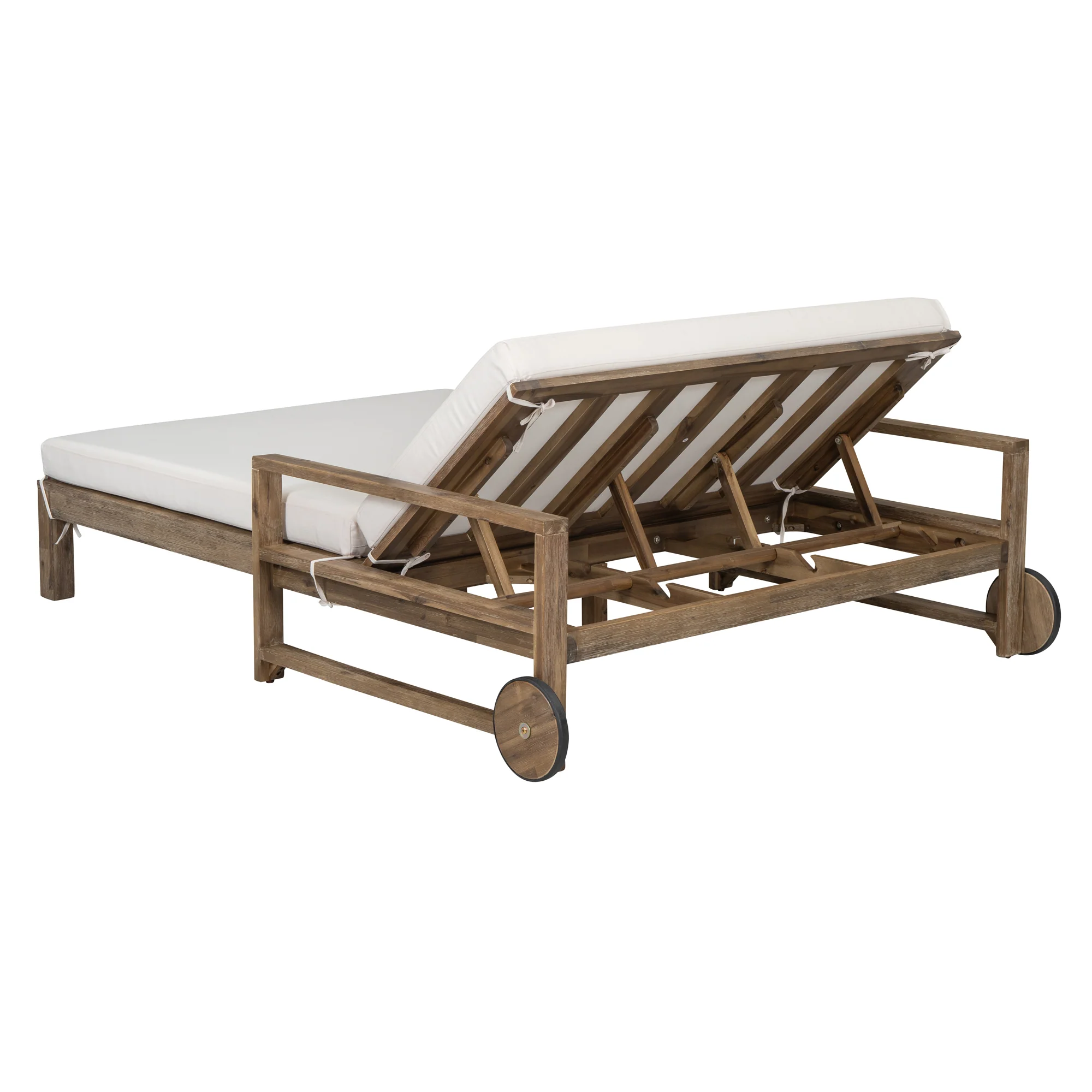 Modern Teak Wood Outdoor Patio Sunbathing Lounge Bed - Image 13