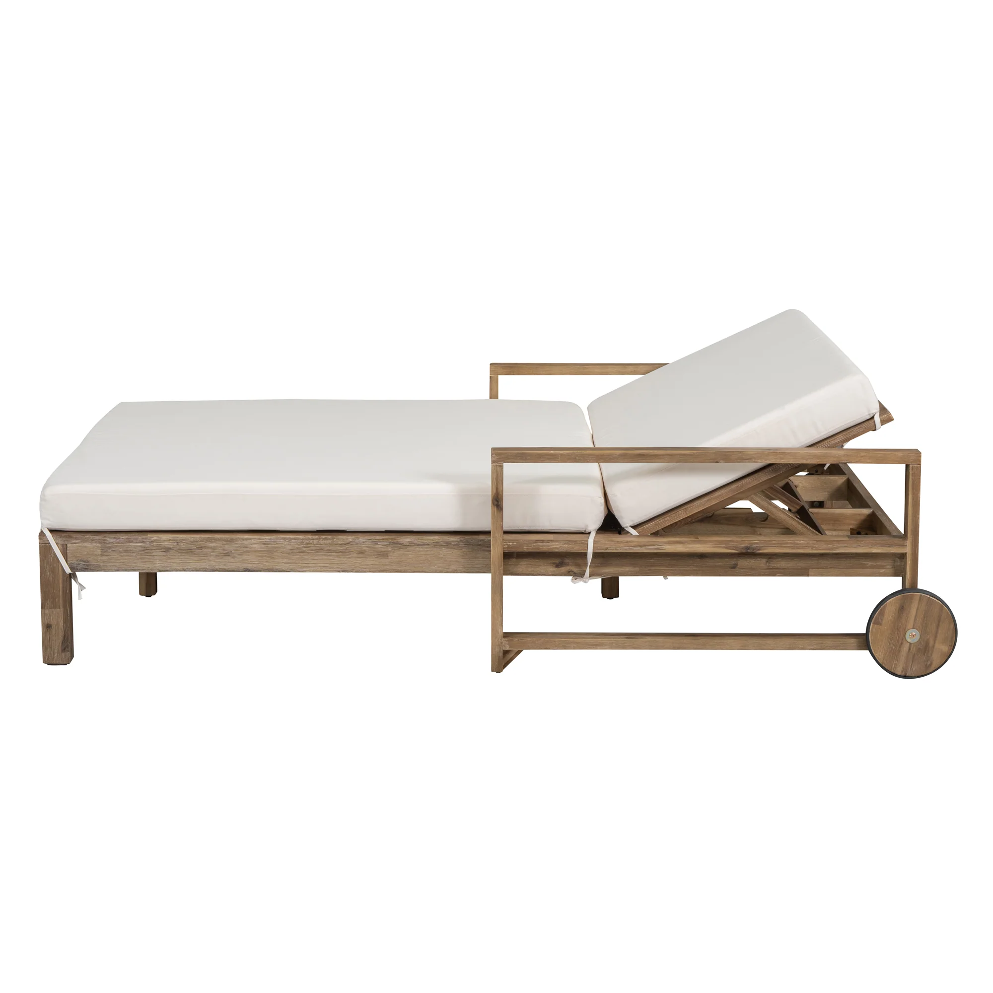 Modern Teak Wood Outdoor Patio Sunbathing Lounge Bed - Image 17