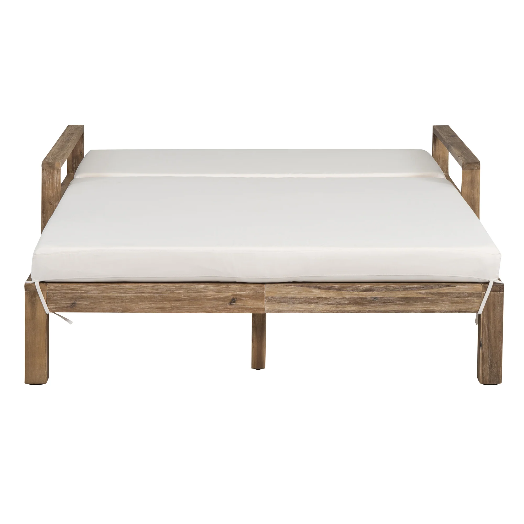Modern Teak Wood Outdoor Patio Sunbathing Lounge Bed - Image 19