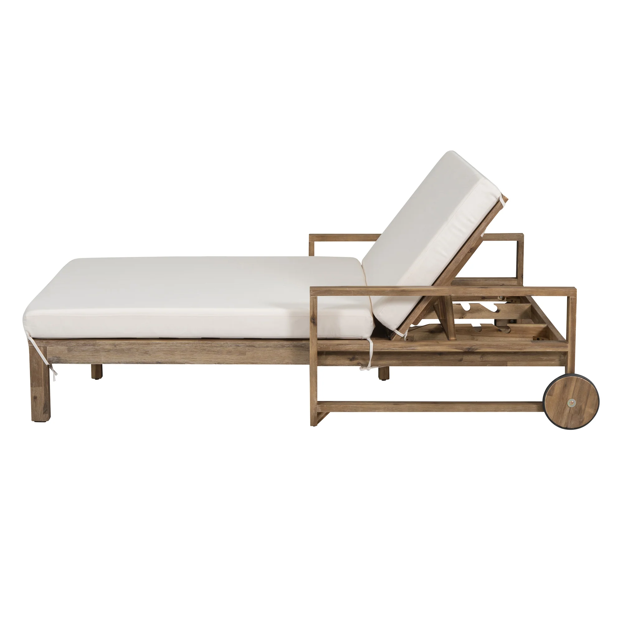 Modern Teak Wood Outdoor Patio Sunbathing Lounge Bed - Image 21