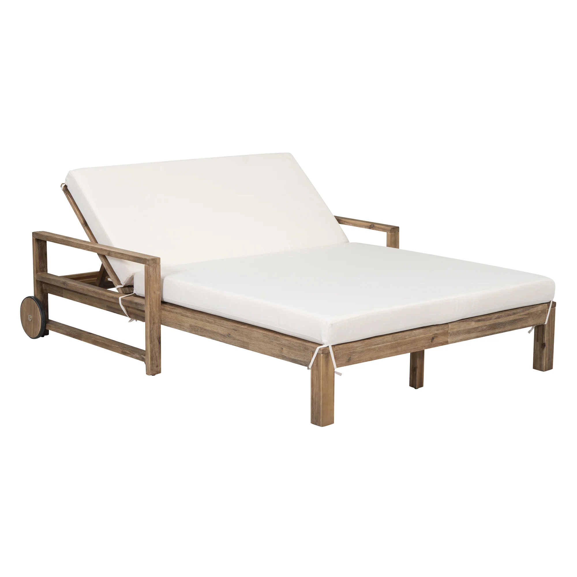 Modern Teak Wood Outdoor Patio Sunbathing Lounge Bed - Image 9