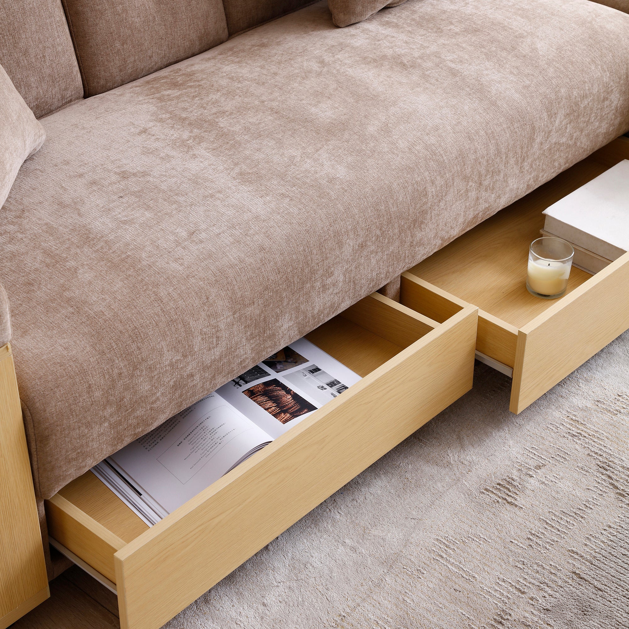 Multifunctional Convertible Sleeper Bed Sofa with Storage Ottoman - Image 12