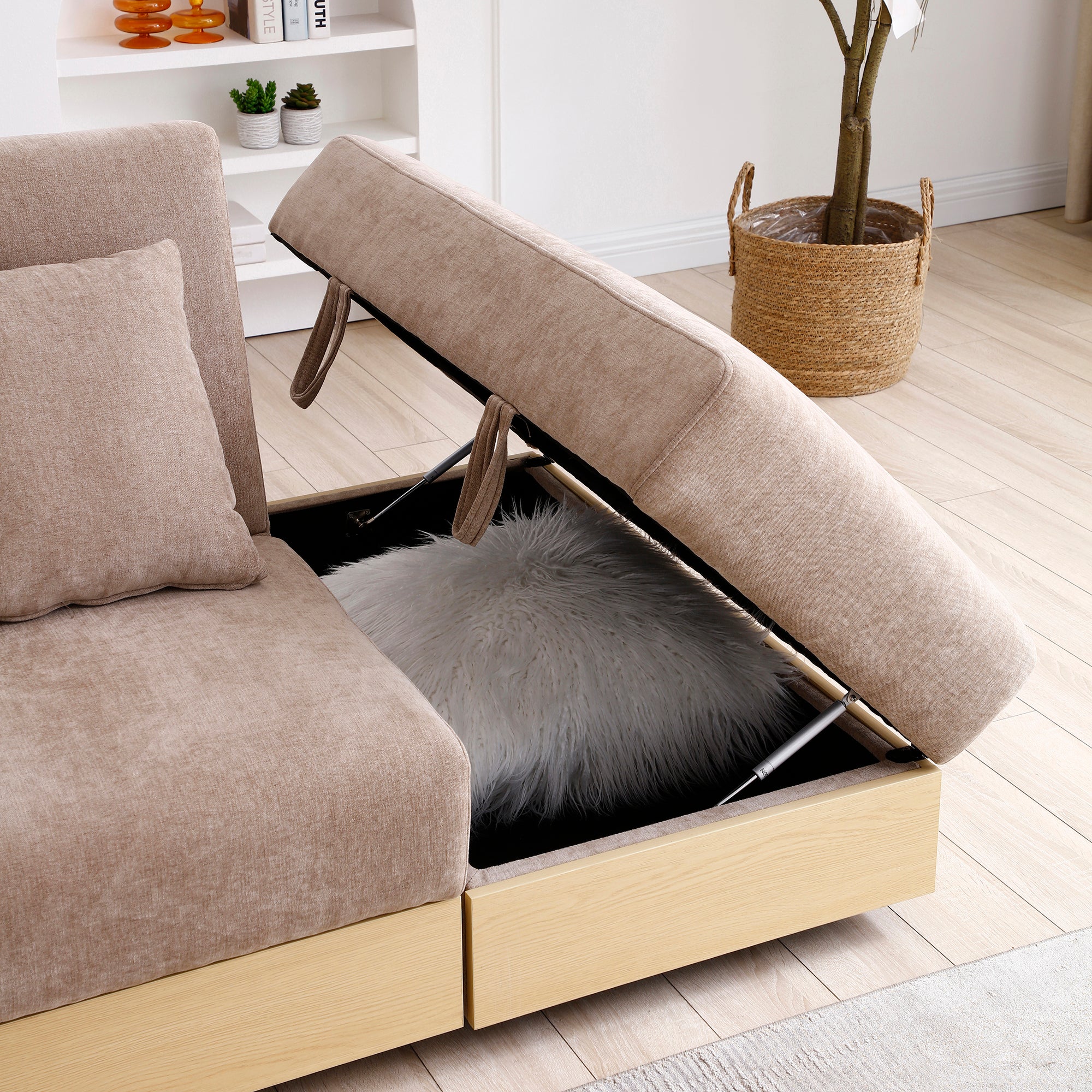 Multifunctional Convertible Sleeper Bed Sofa with Storage Ottoman - Image 14