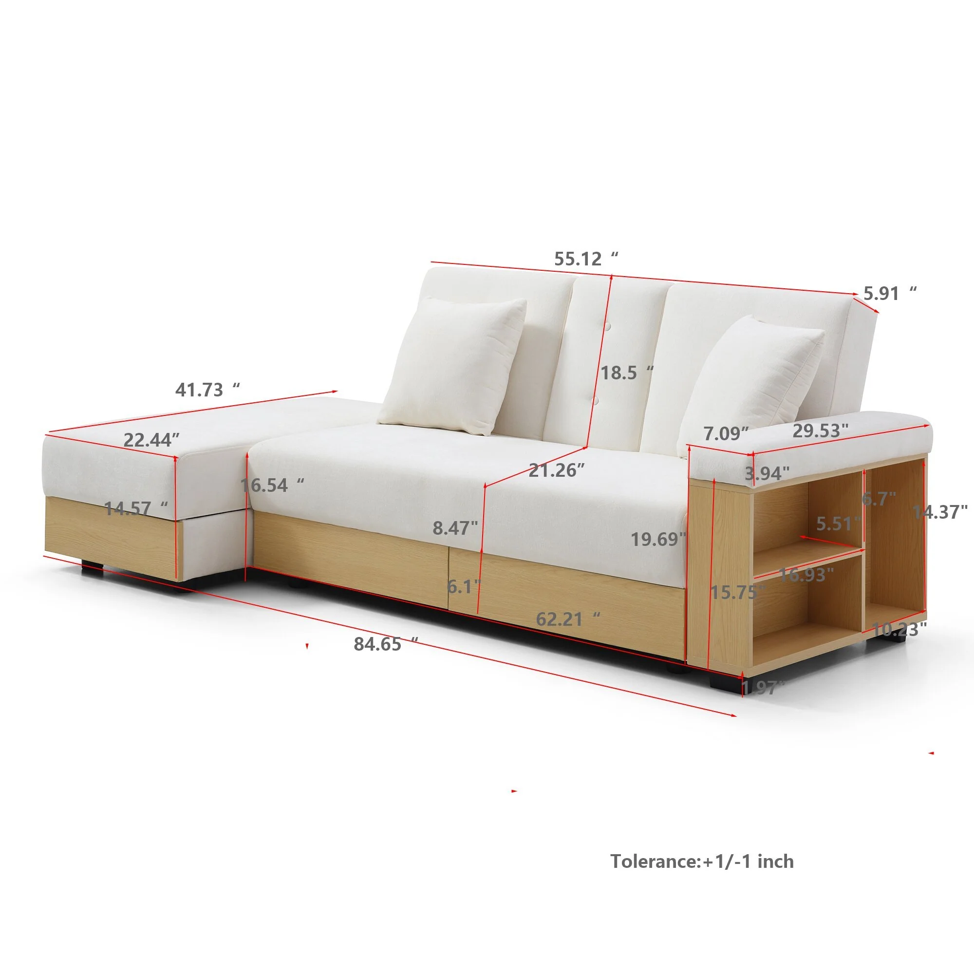 Multifunctional Convertible Sleeper Bed Sofa with Storage Ottoman - Image 3