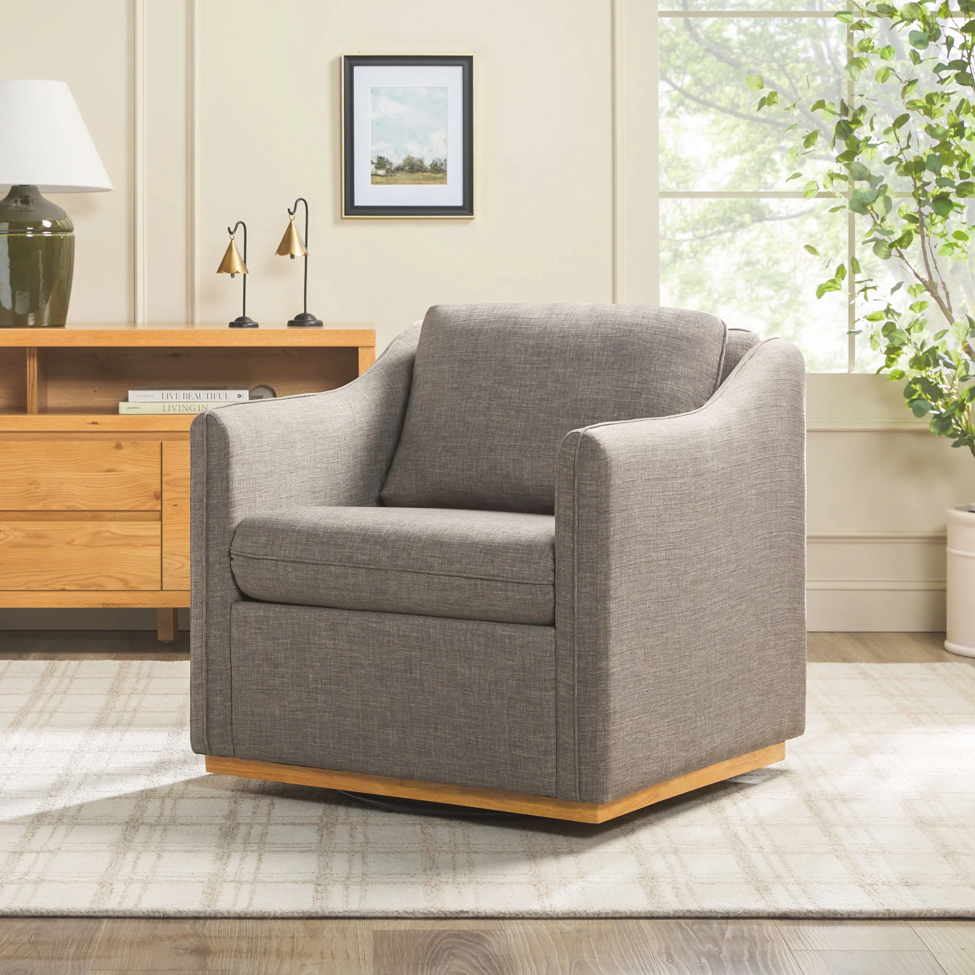 Nash Modern Farmhouse Linen Swivel Accent Chairs, Set of 2 - Image 11