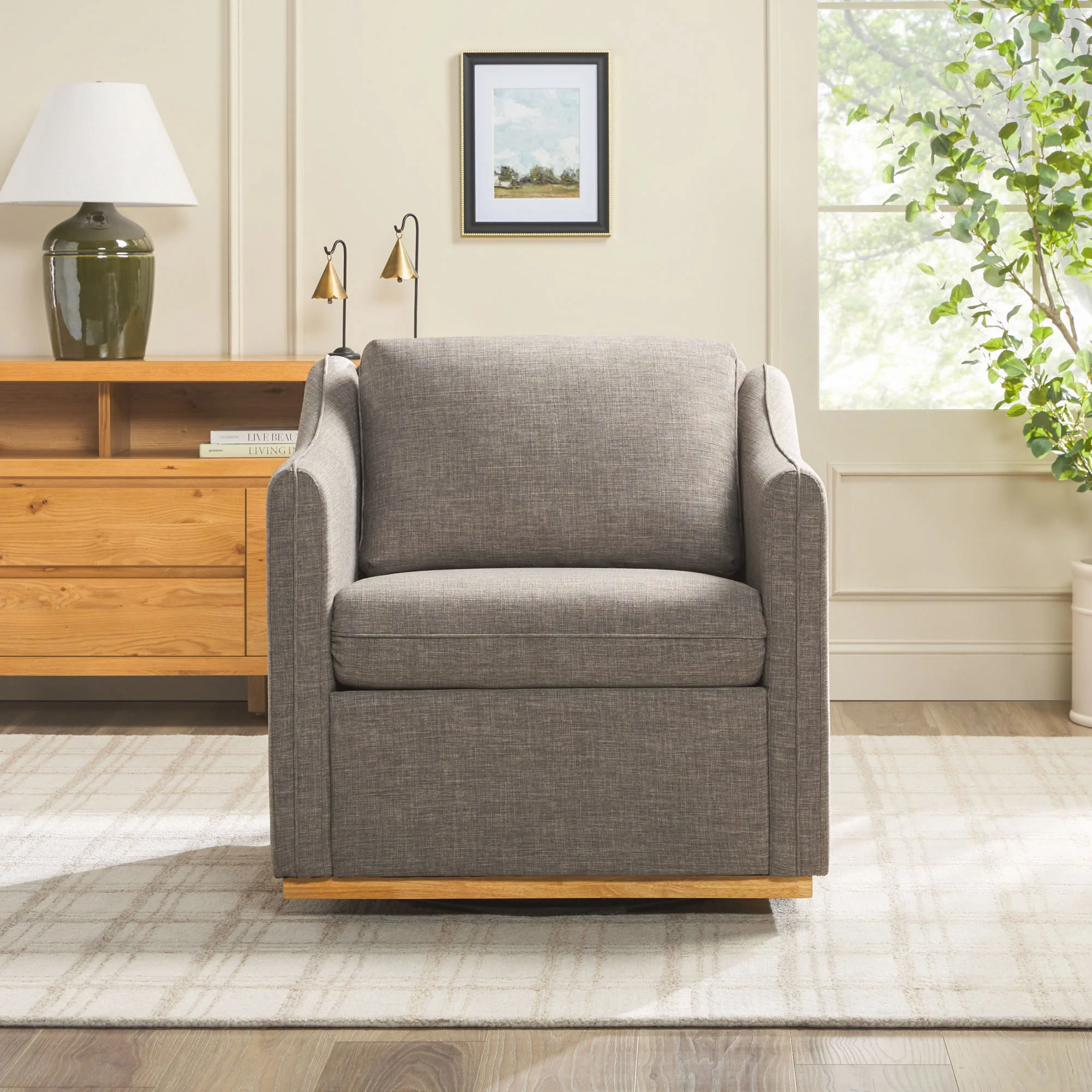 Nash Modern Farmhouse Linen Swivel Accent Chairs, Set of 2 - Image 14