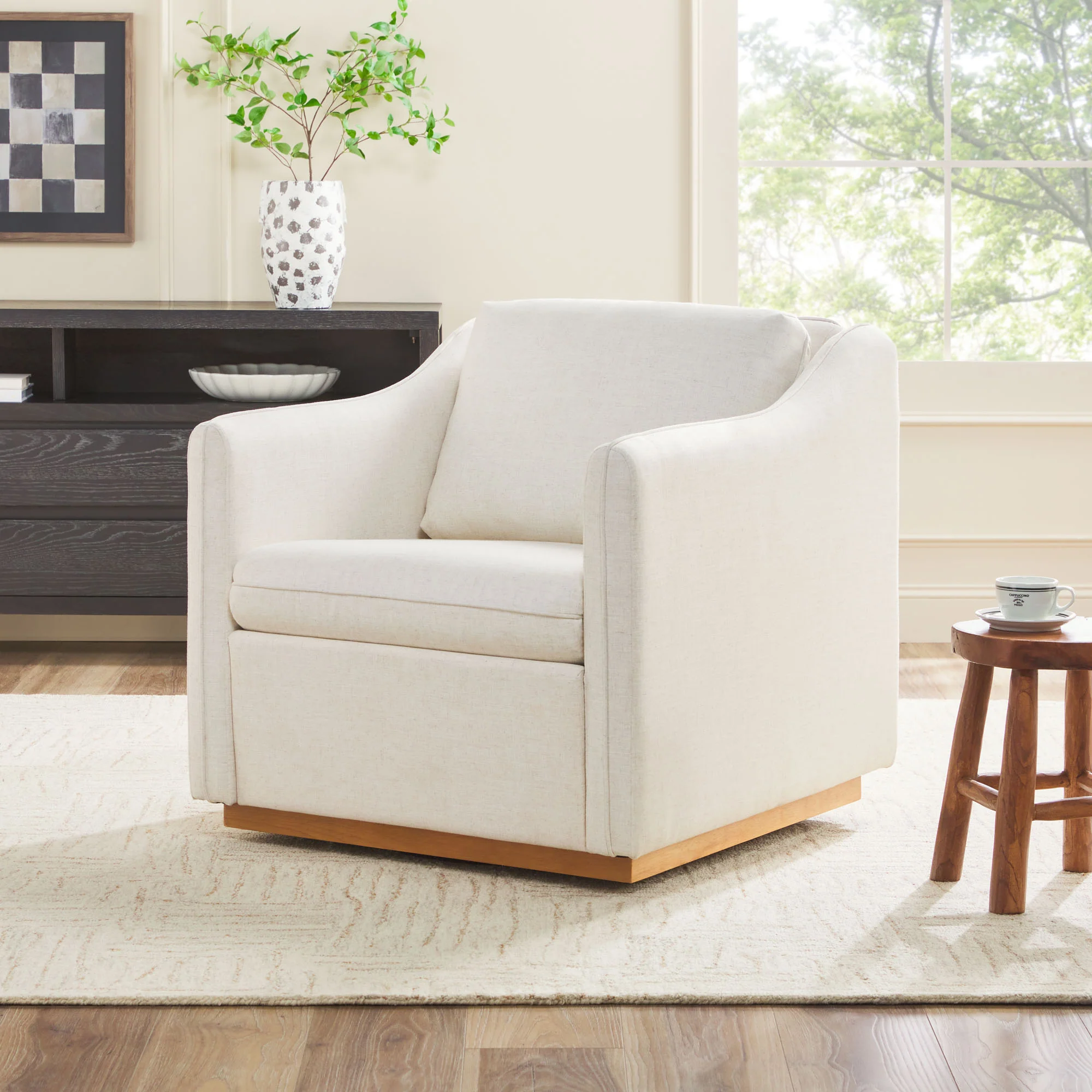 Nash Modern Farmhouse Linen Swivel Accent Chairs, Set of 2 - Image 3