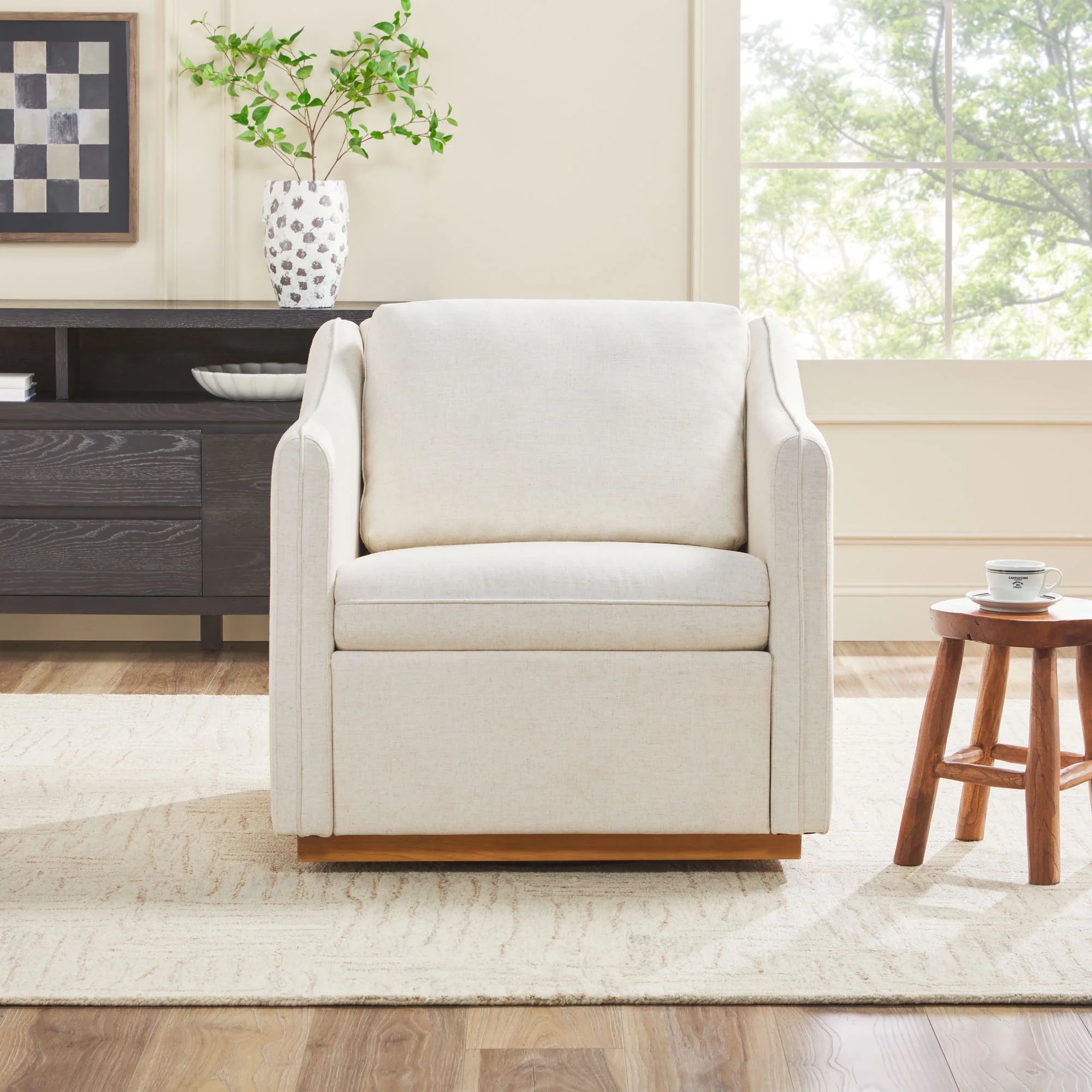 Nash Modern Farmhouse Linen Swivel Accent Chairs, Set of 2 - Image 5