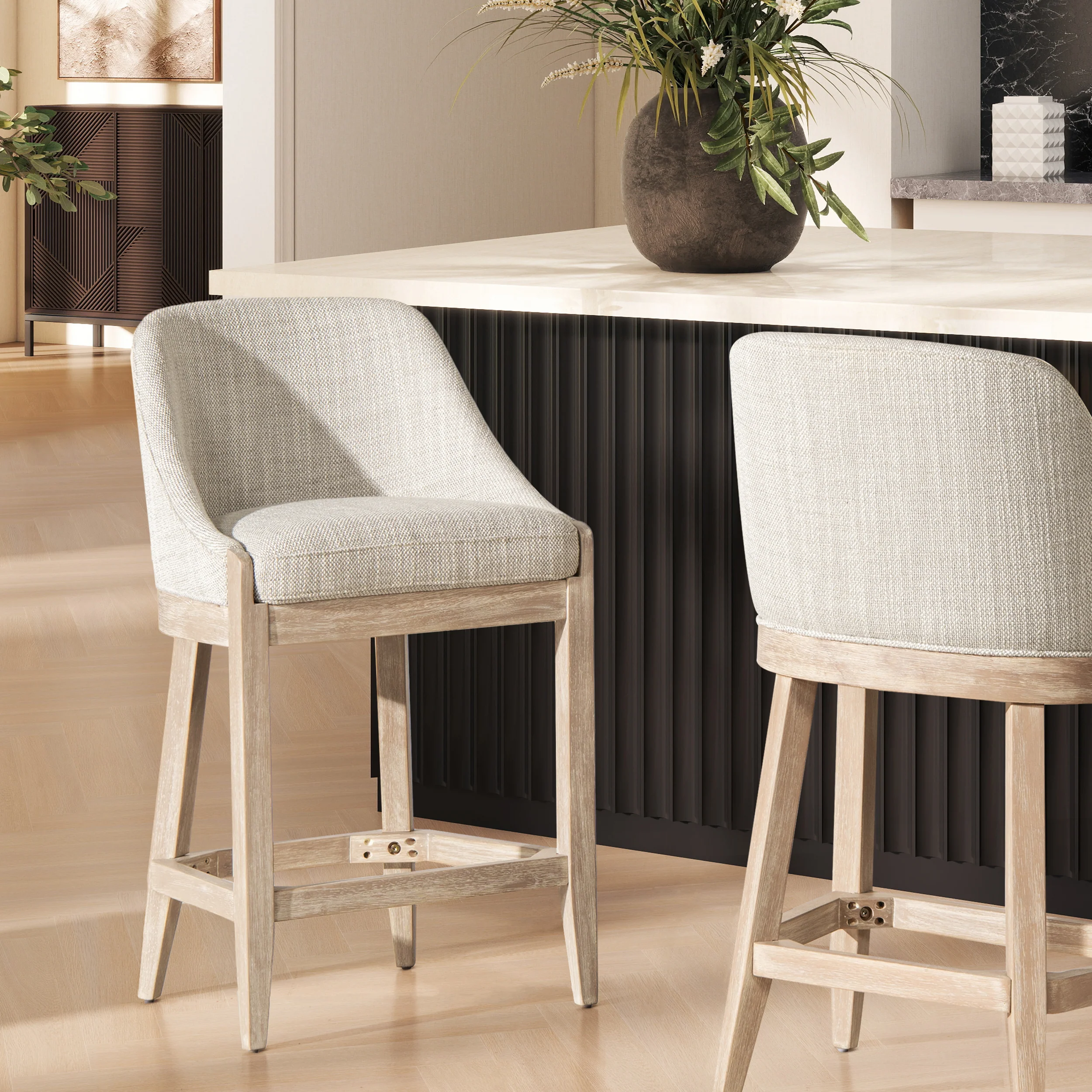 Newport 26.5' Coastal Curved Back Upholstered Counter Stool