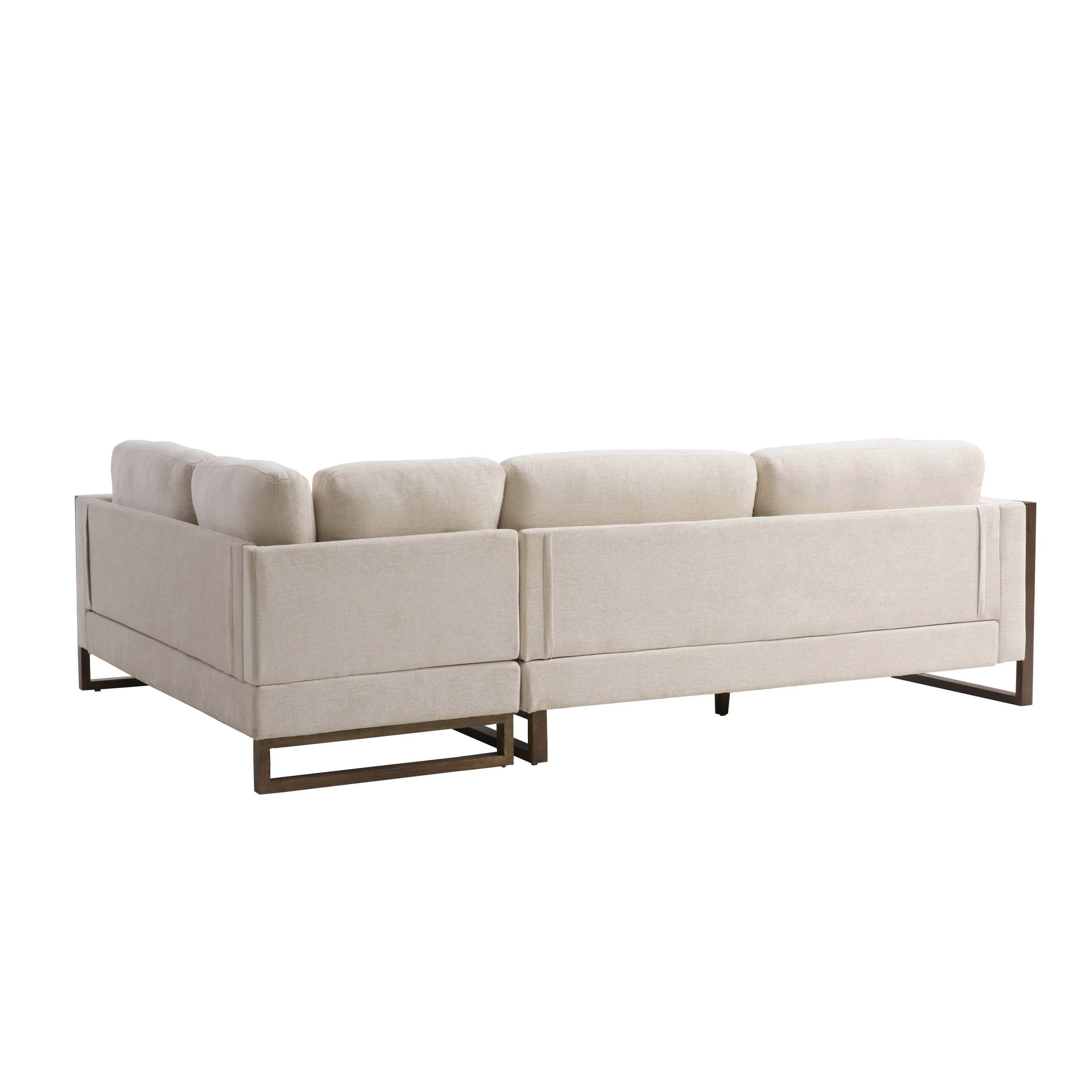 Otis L Shaped Sectional Chenille Sofa Couch with Wood Trim - Image 4