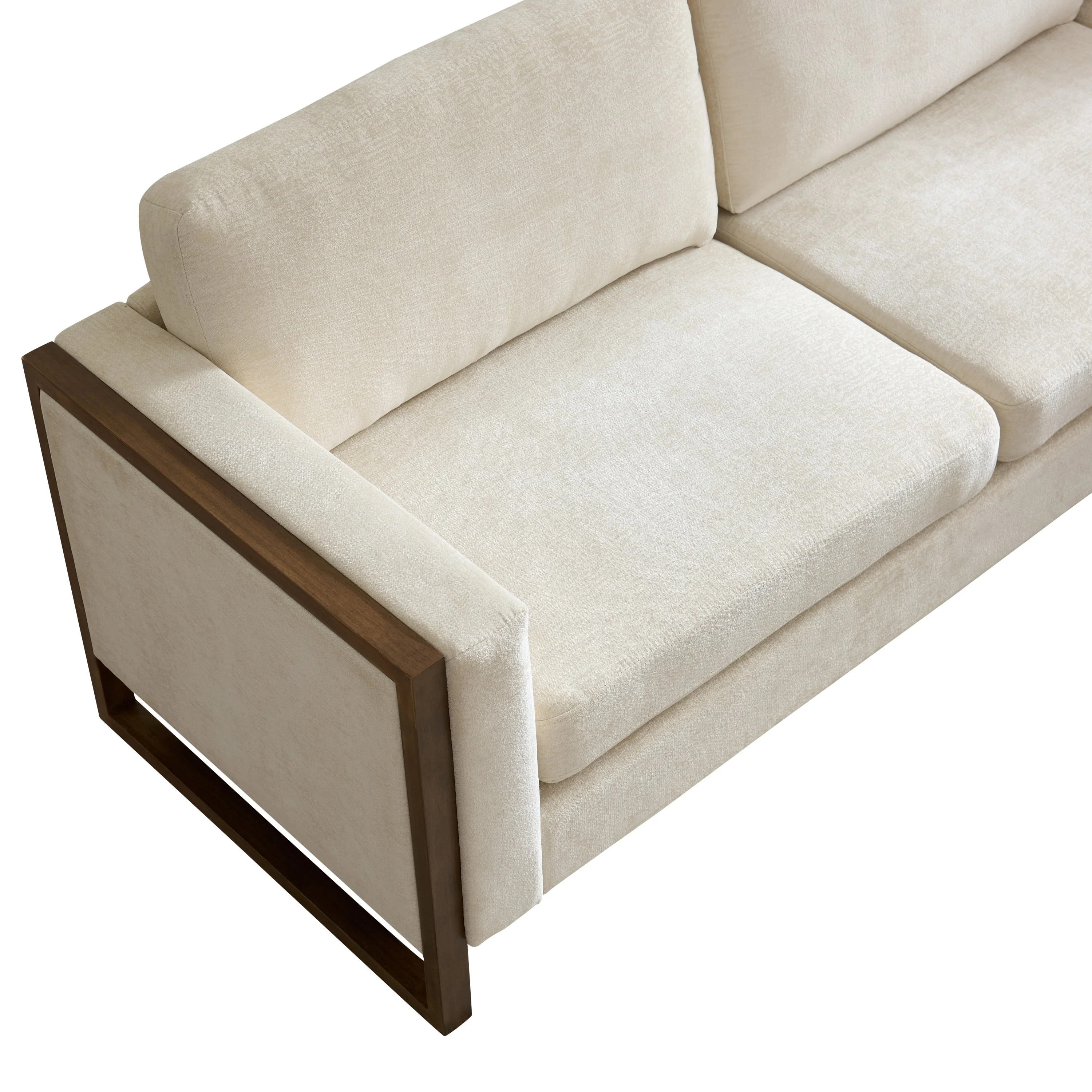 Otis L Shaped Sectional Chenille Sofa Couch with Wood Trim - Image 5