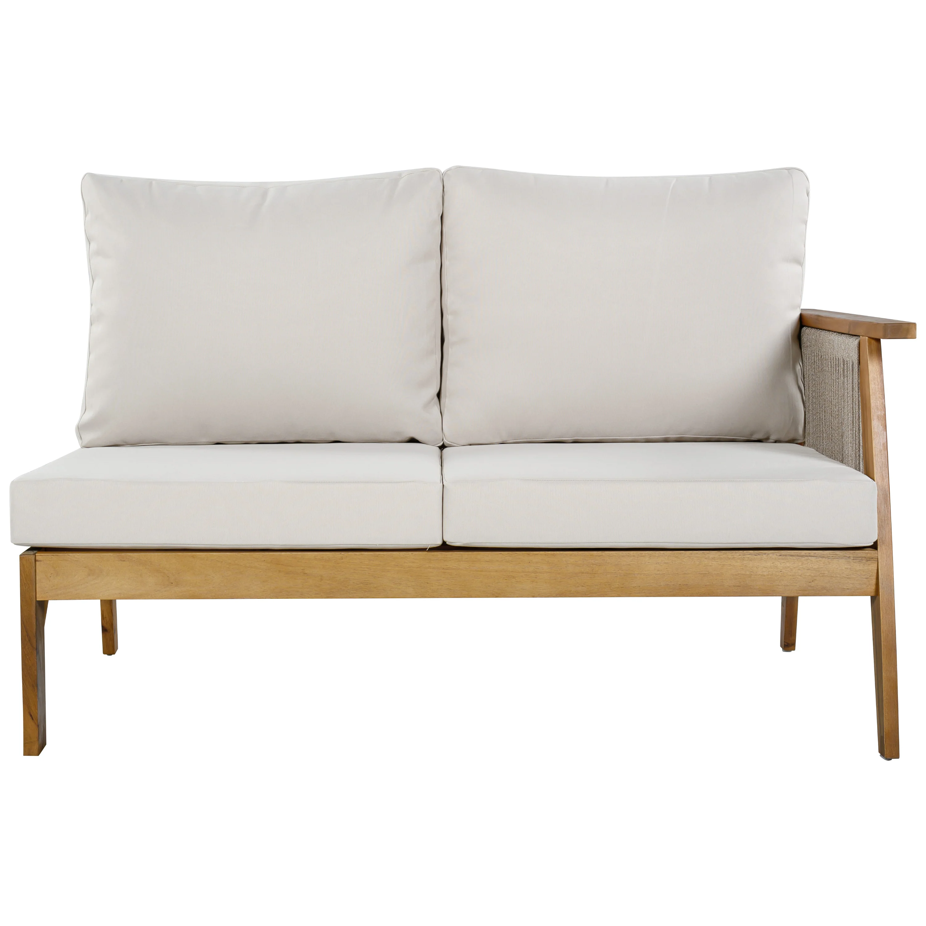 Outdoor 4pc Acacia Wood and Rope Sectional Patio Corner Set - Image 10