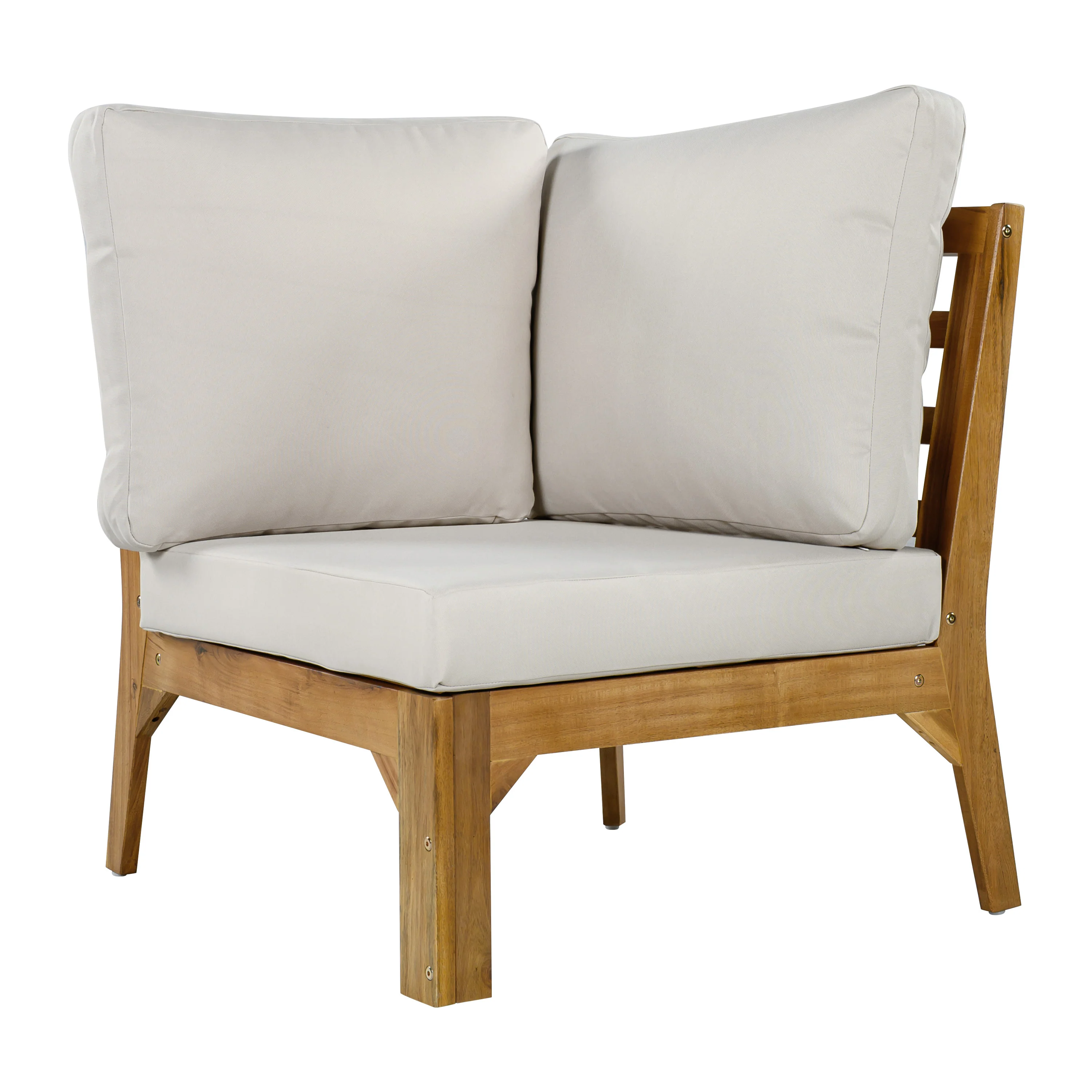 Outdoor 4pc Acacia Wood and Rope Sectional Patio Corner Set - Image 23
