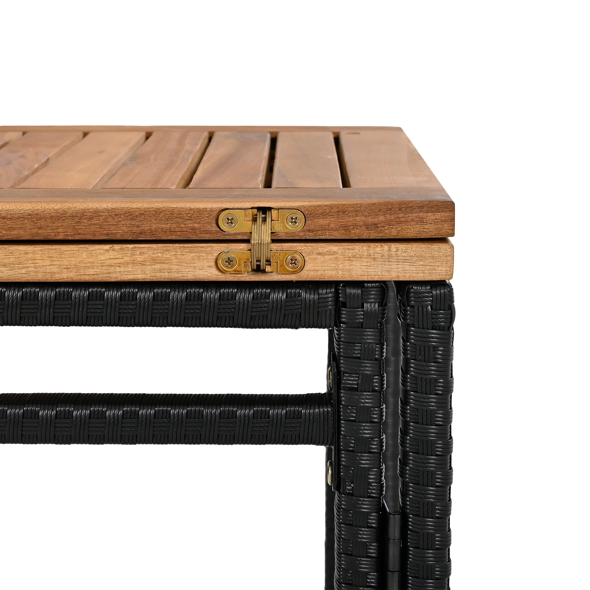 Walker Edison | Outdoor 5-Piece Acacia Wood Bar Height Table And Stool Set - Image 20