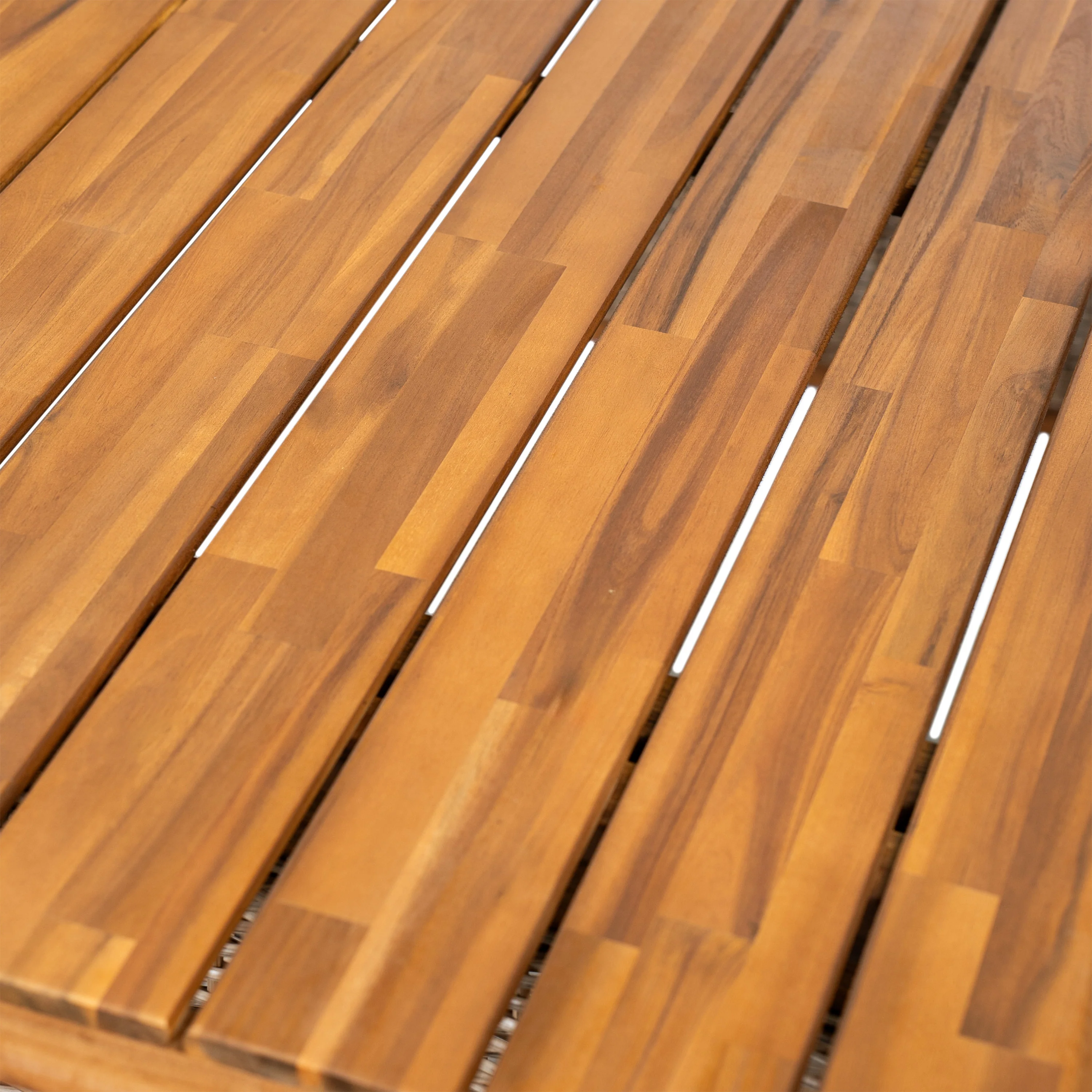 Outdoor 7 Pieces Acacia Wood Dining Set with Handwoven Rattan Legs - Image 8
