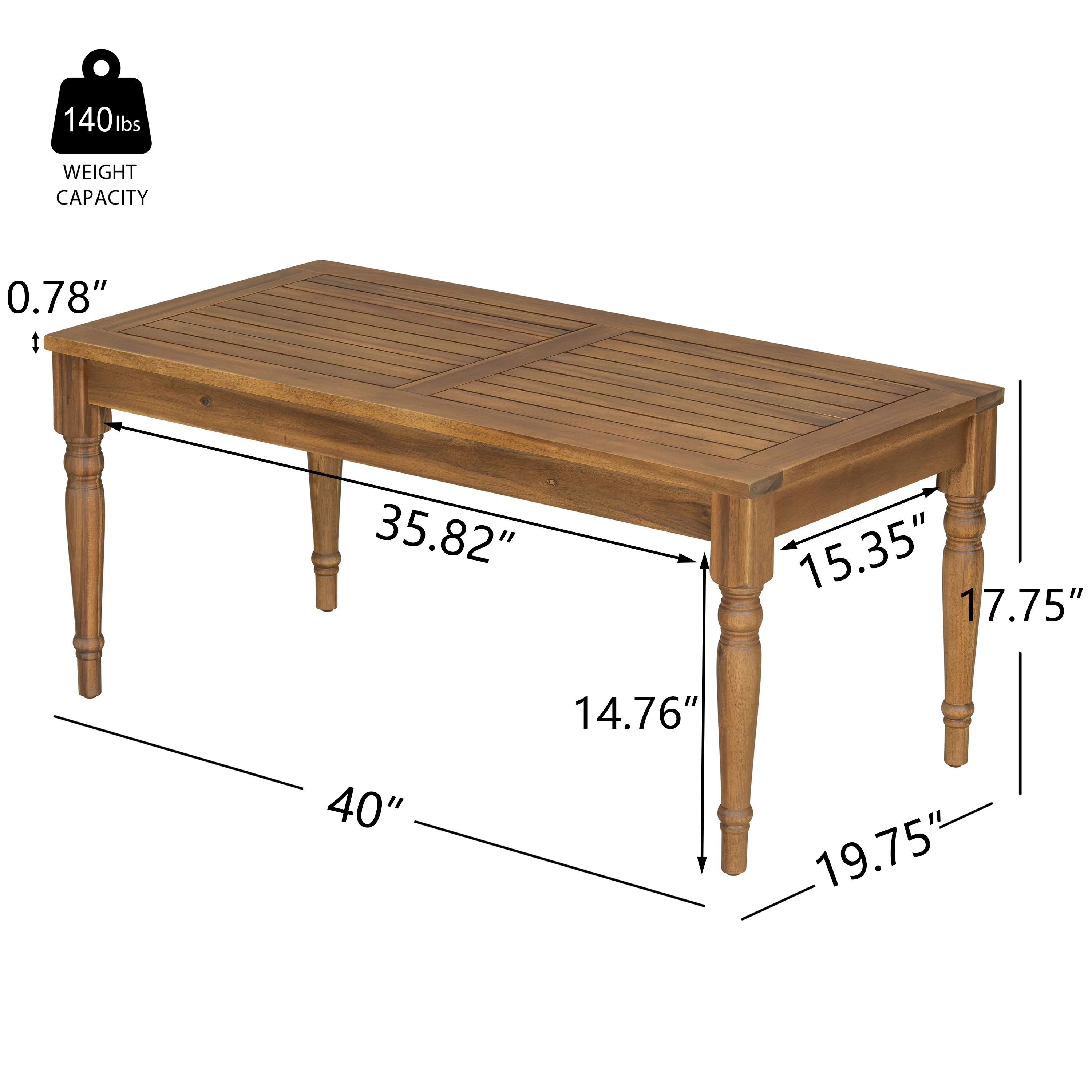 Walker Edison | Outdoor Acacia Wood 2 Piece Loveseat Sofa with Table - Image 4