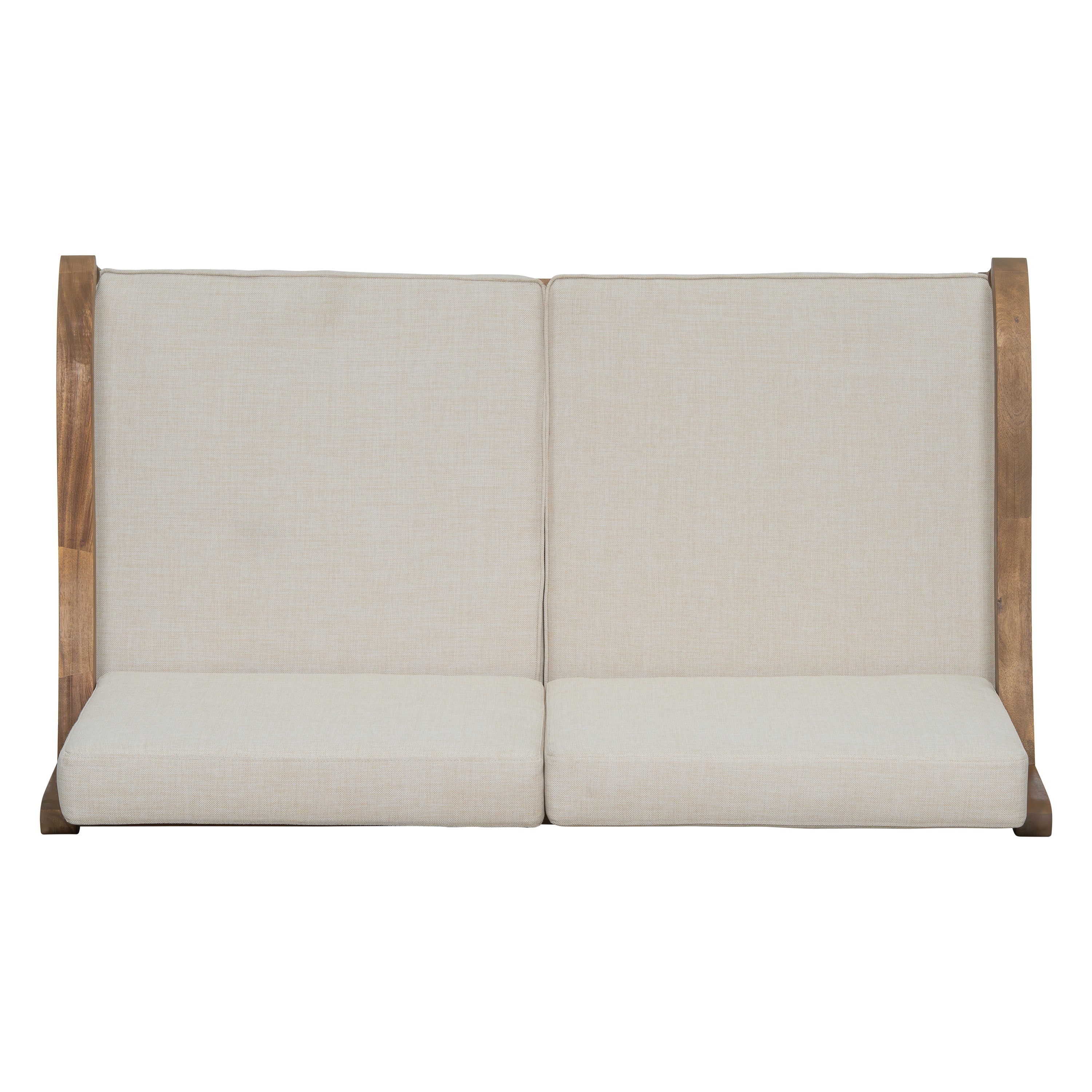 Walker Edison | Outdoor Acacia Wood 2 Piece Loveseat Sofa with Table - Image 6