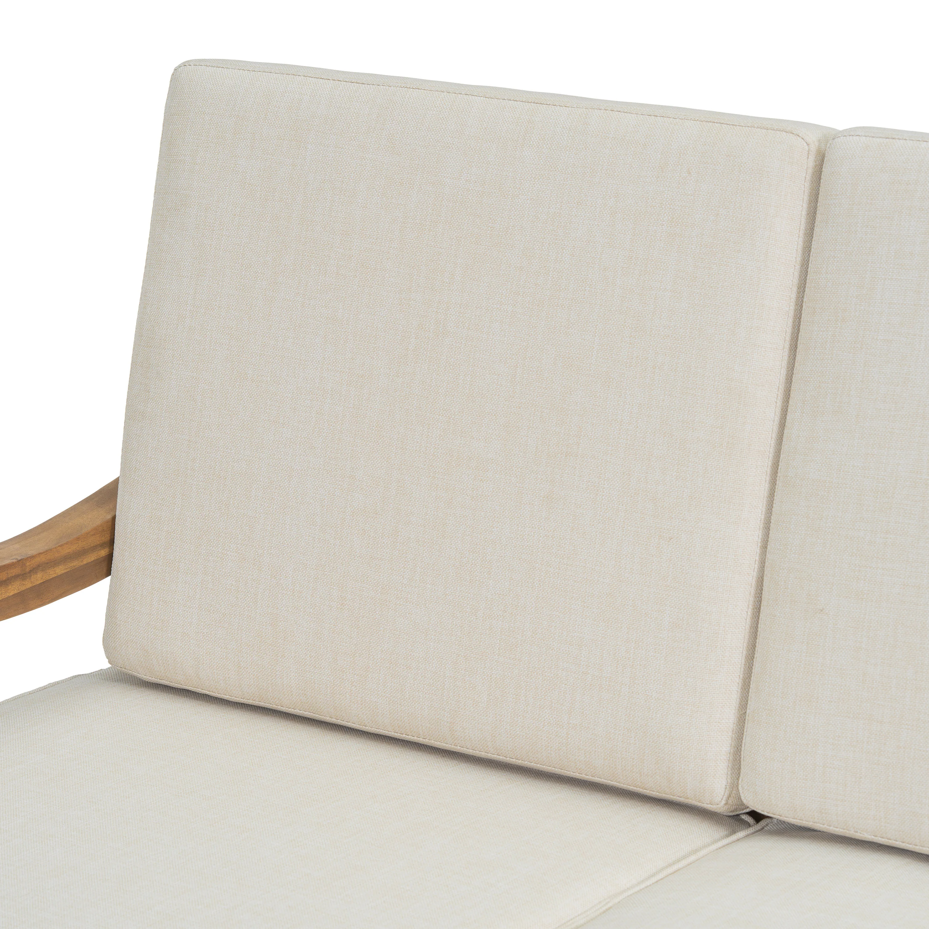 Walker Edison | Outdoor Acacia Wood 2 Piece Loveseat Sofa with Table - Image 8