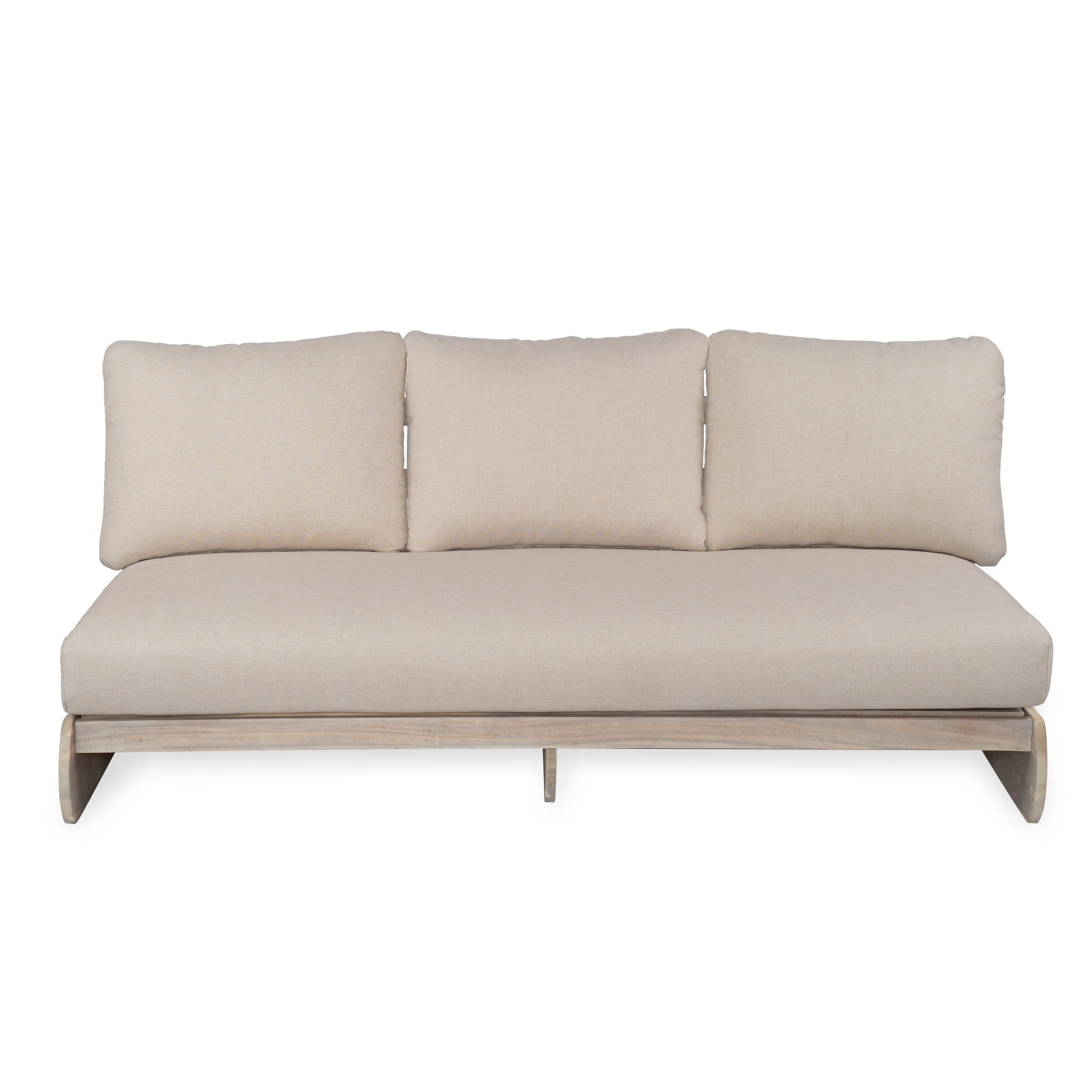 Outdoor Acacia Wood 3 Seater Lazy Sofa Couch - Image 2