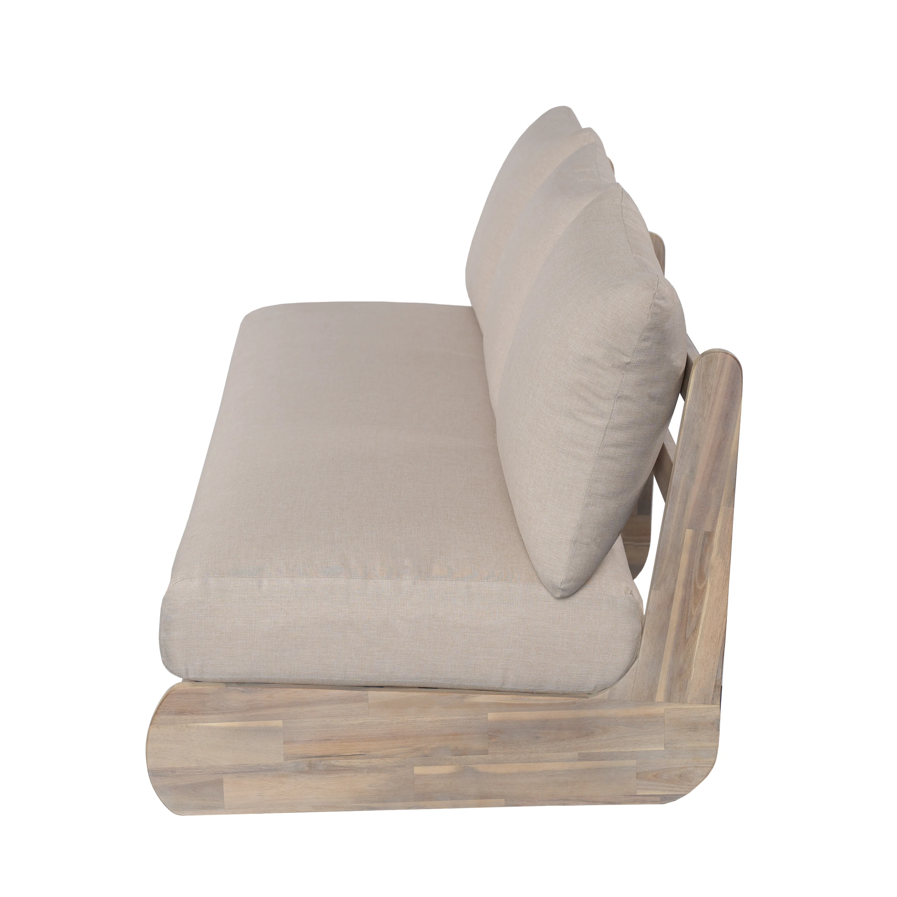 Outdoor Acacia Wood 3 Seater Lazy Sofa Couch - Image 4