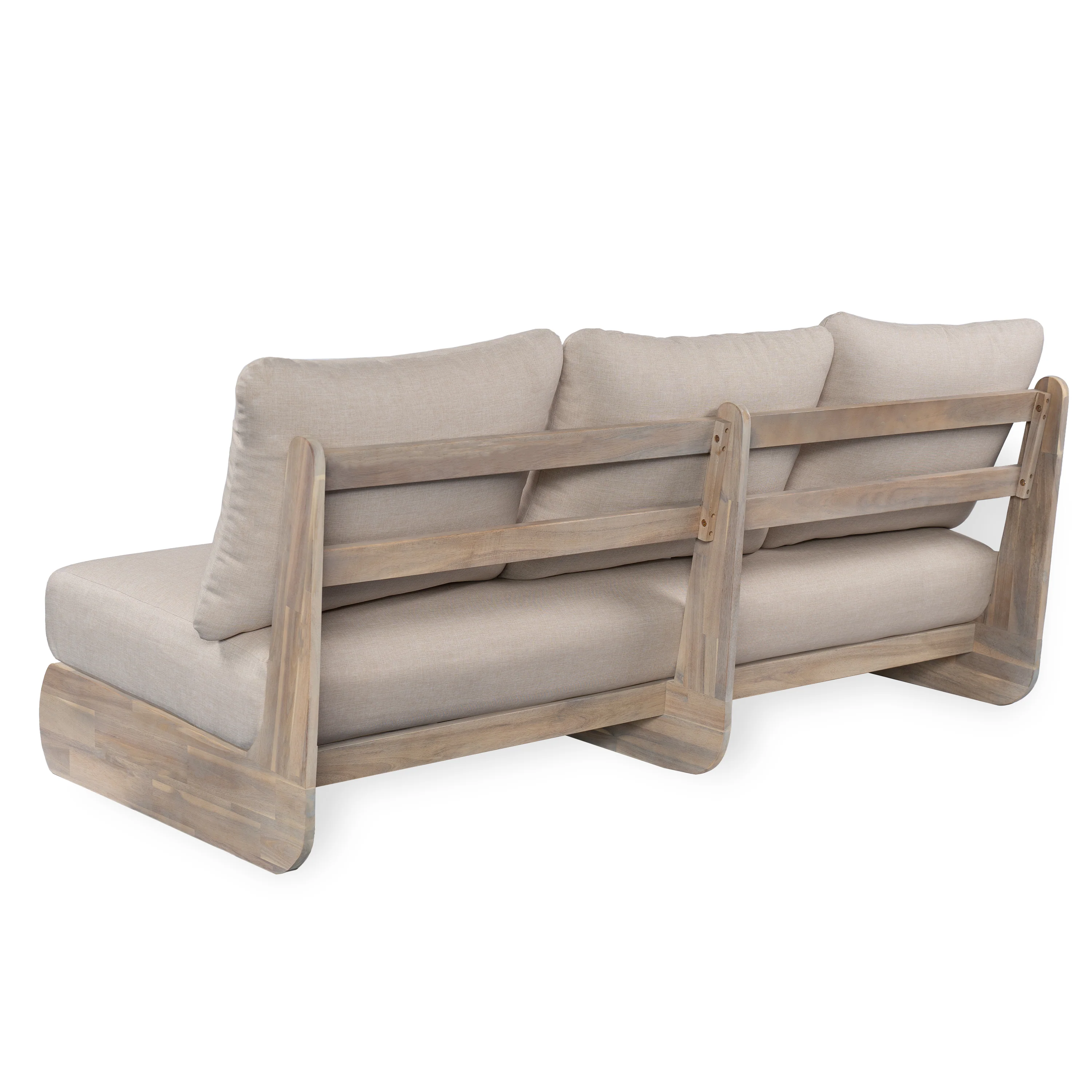 Outdoor Acacia Wood 3 Seater Lazy Sofa Couch - Image 5