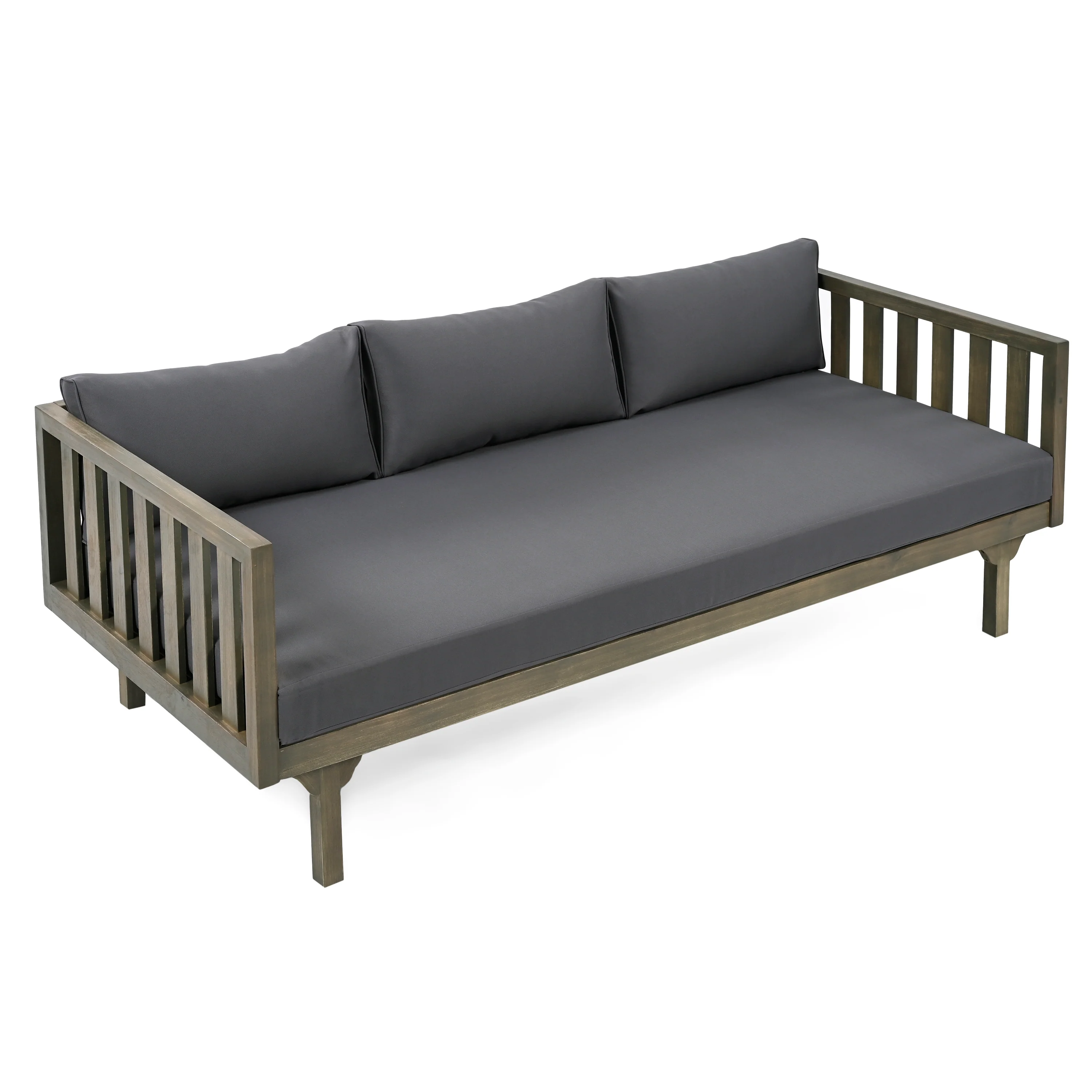 Outdoor Acacia Wood Deep Seat Daybed Patio Furniture Set with Cushions & Table - Image 10