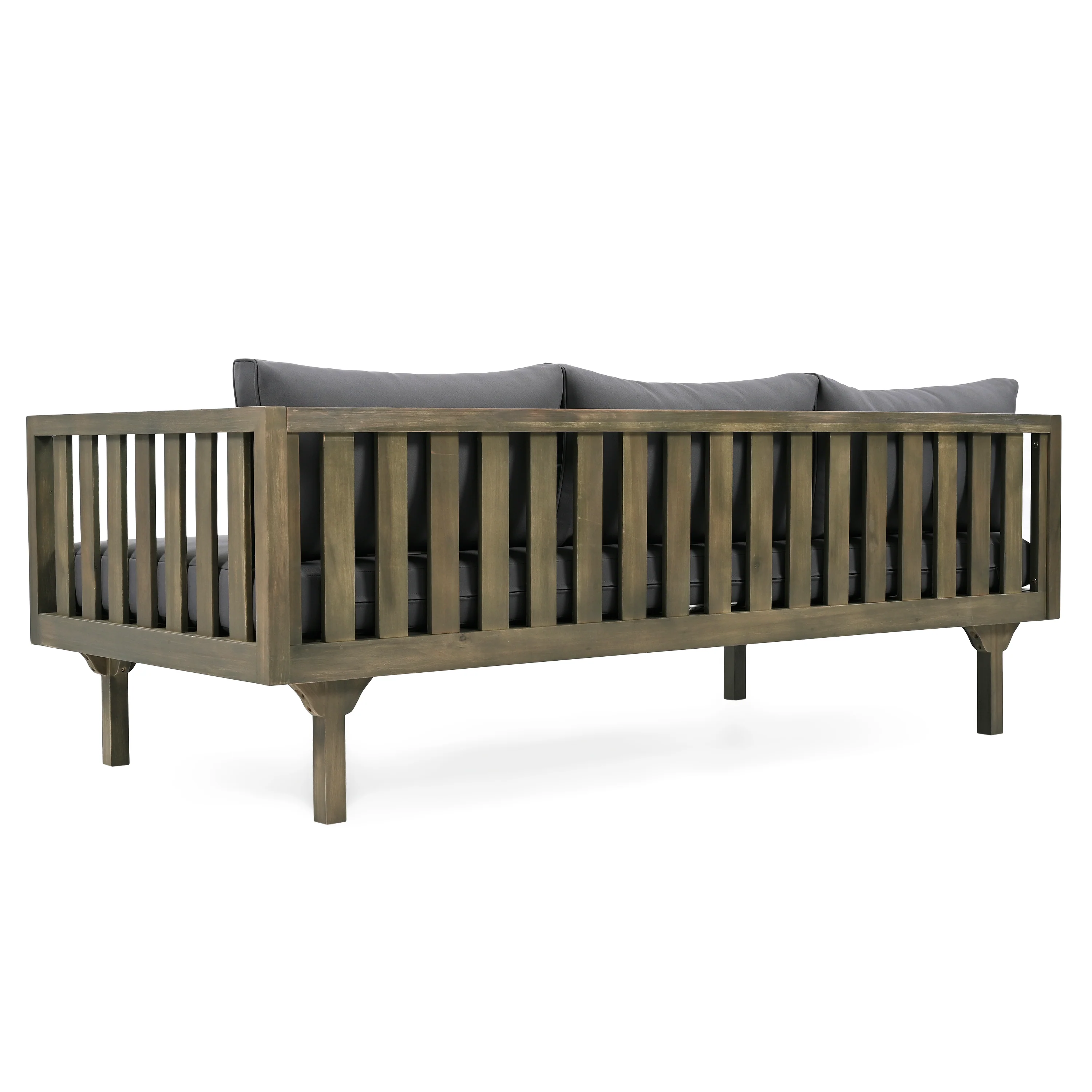 Outdoor Acacia Wood Deep Seat Daybed Patio Furniture Set with Cushions & Table - Image 11