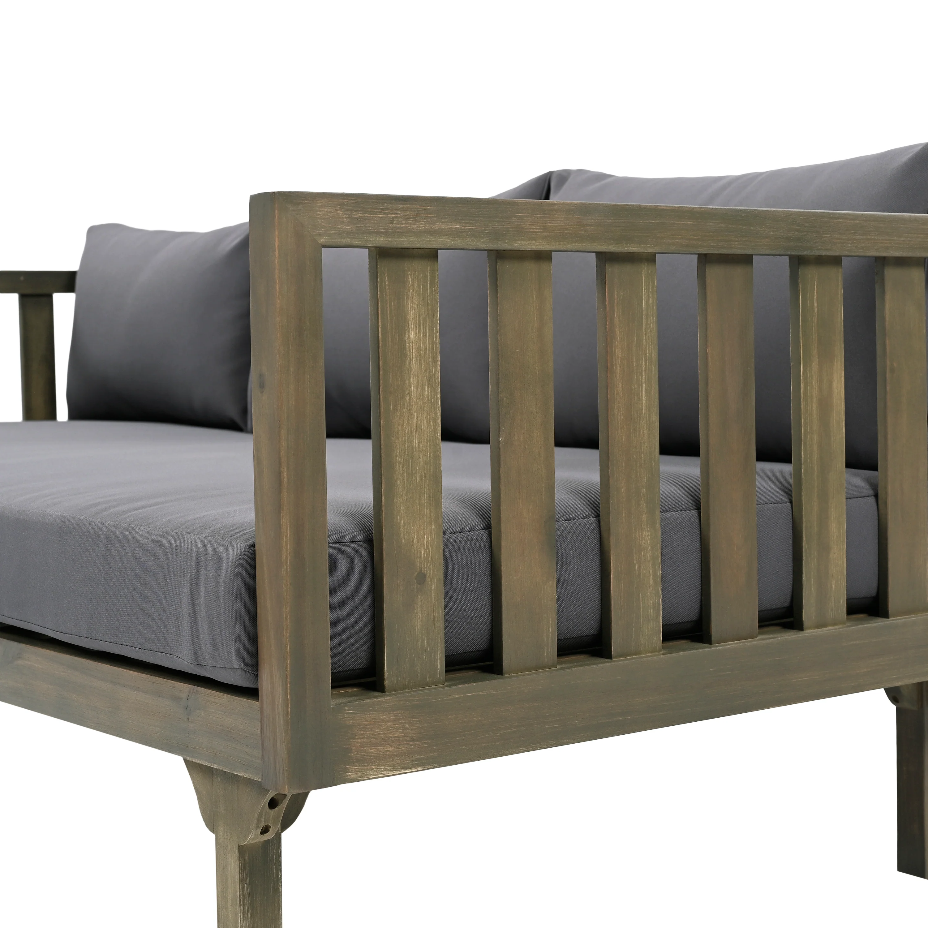Outdoor Acacia Wood Deep Seat Daybed Patio Furniture Set with Cushions & Table - Image 15