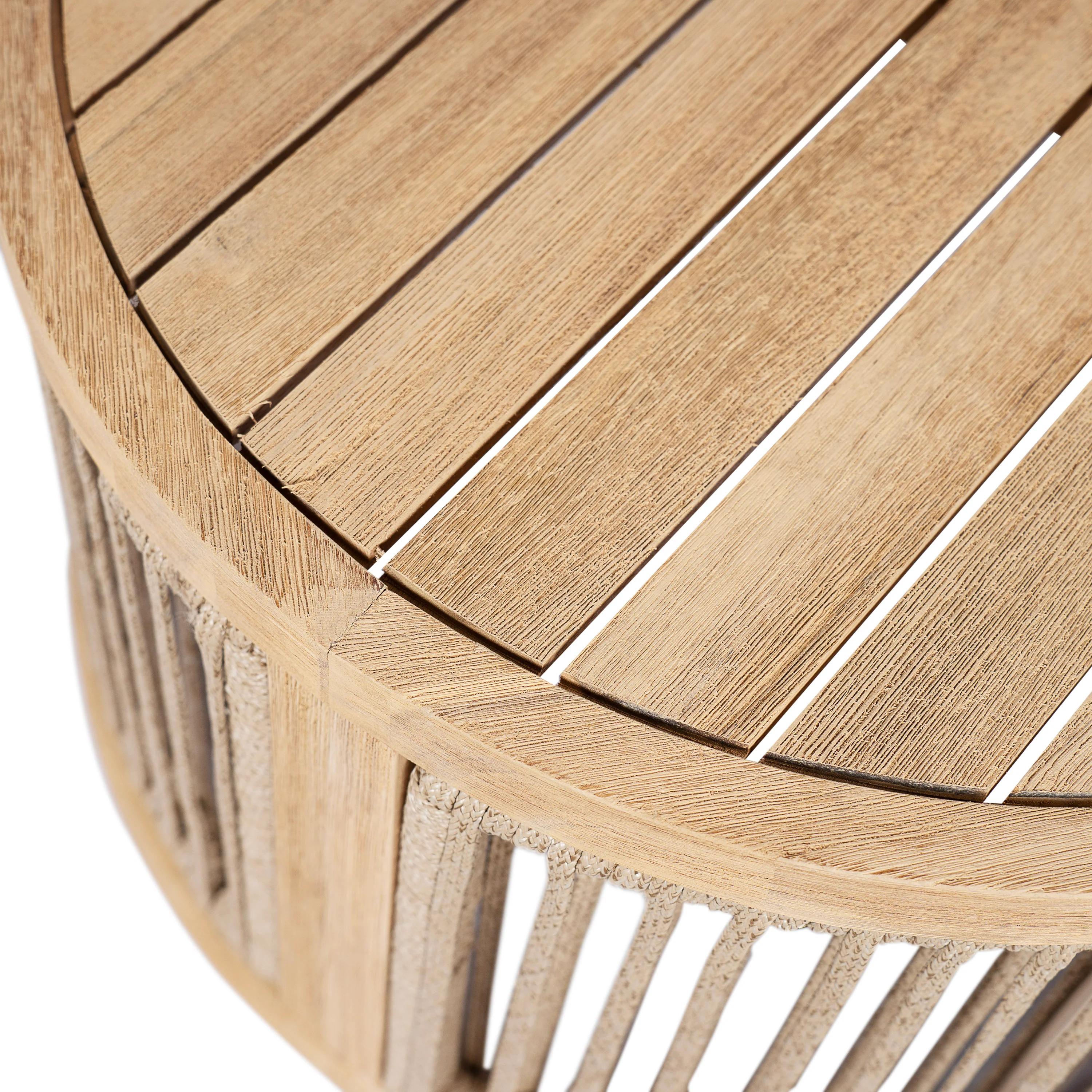 Walker Edison | Outdoor Acacia Wood Oval Coffee Table with Rope - Image 8