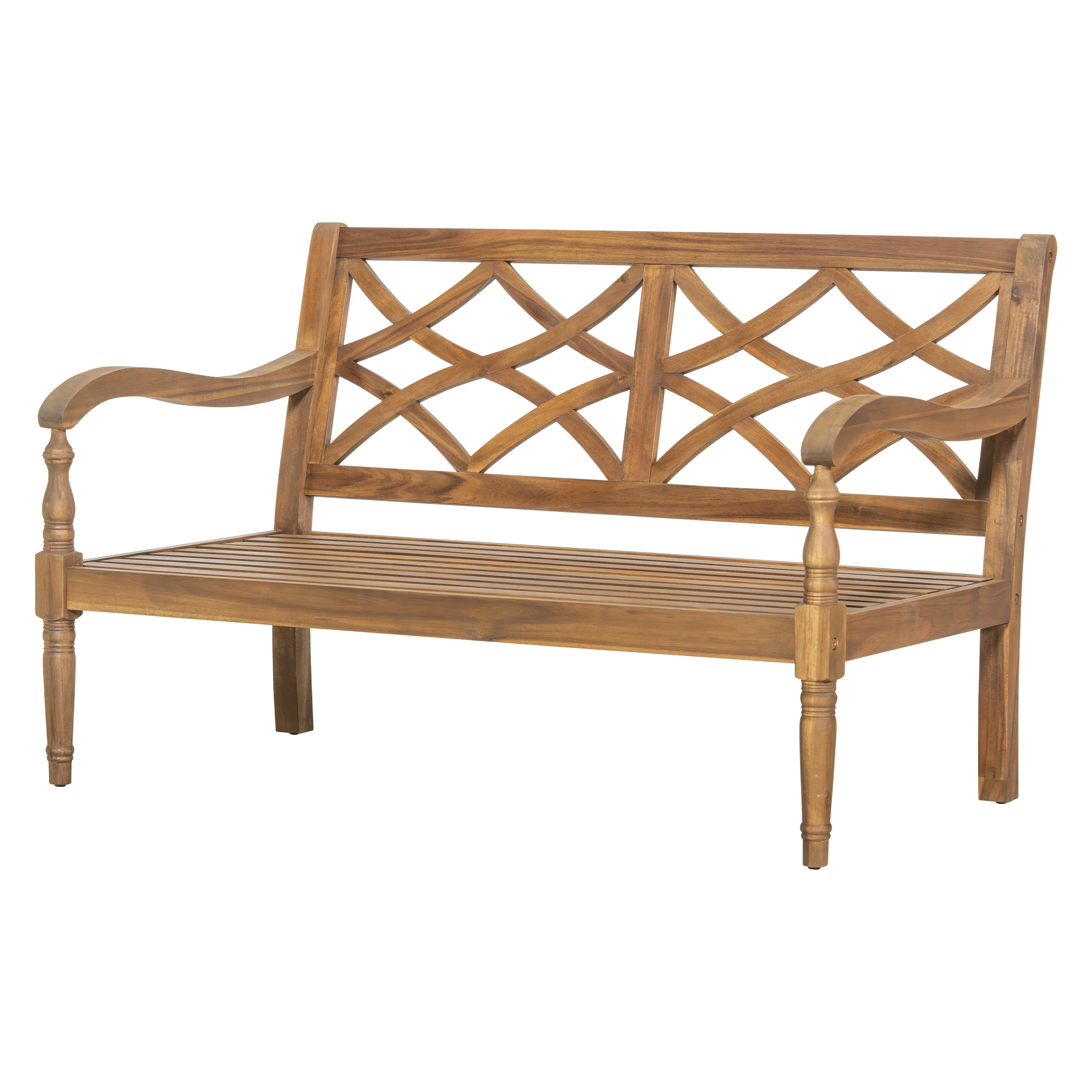 Walker Edison | Outdoor Acacia Wood Patio 4 Piece Sofa Set - Image 14