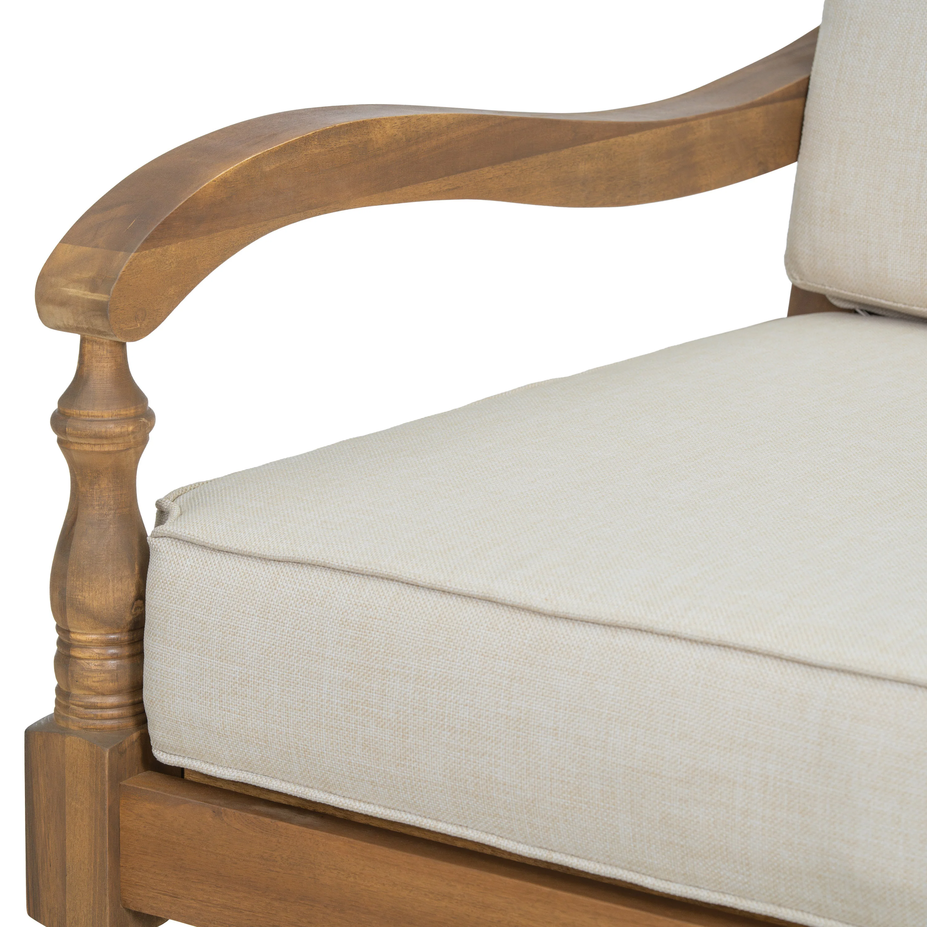 Walker Edison | Outdoor Acacia Wood Patio 4 Piece Sofa Set - Image 15