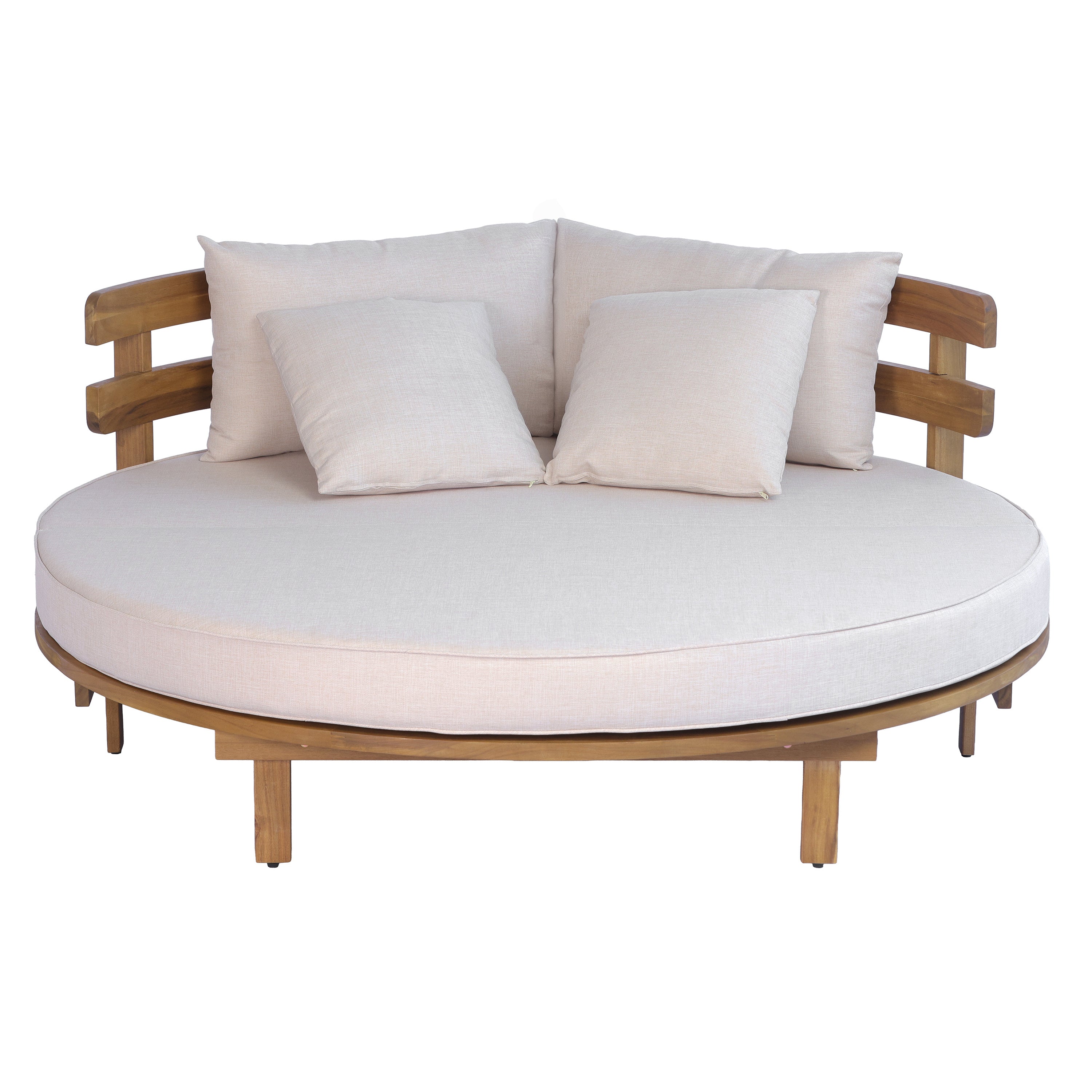 Outdoor Acacia Wood Round Lounger Daybed - Image 11