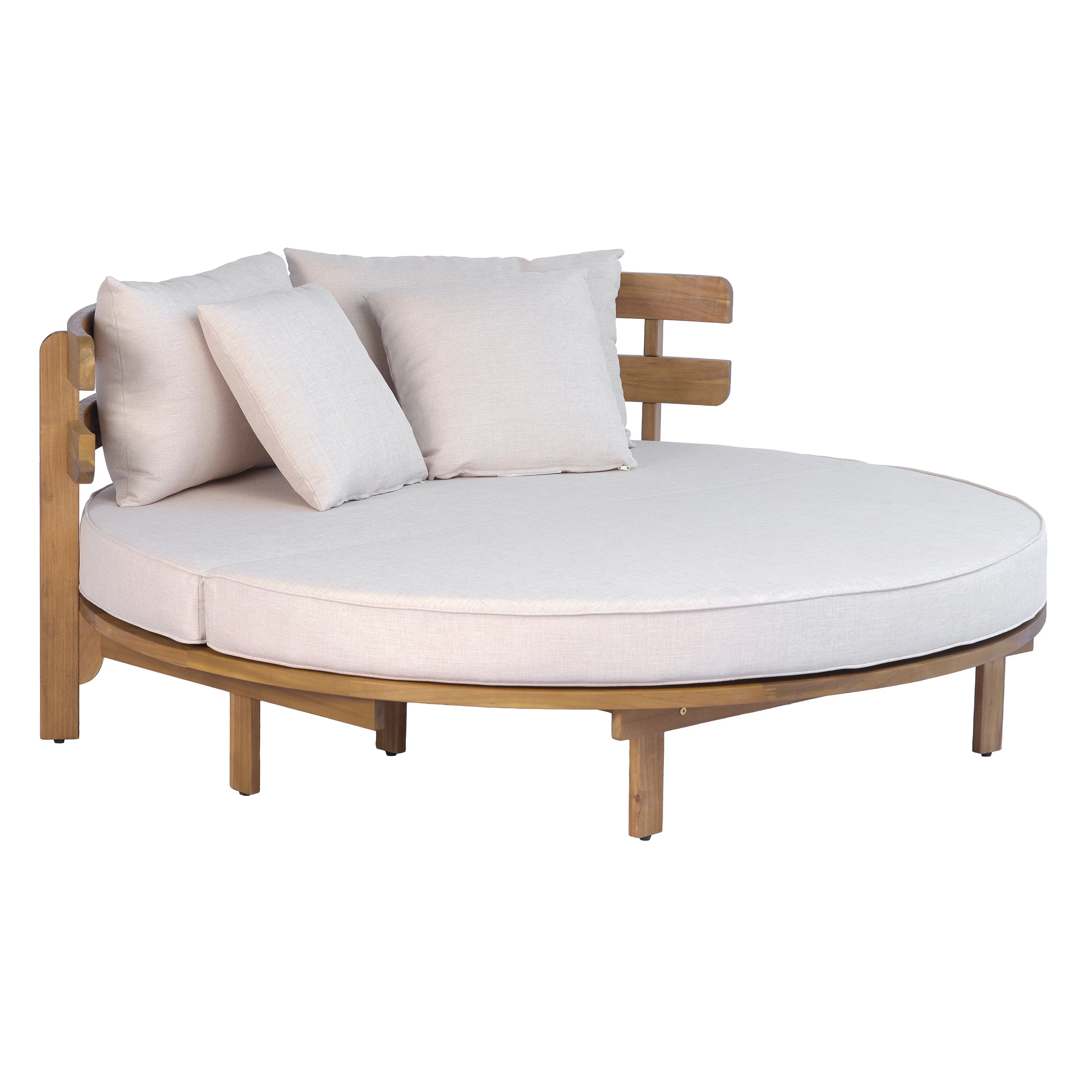 Outdoor Acacia Wood Round Lounger Daybed - Image 13