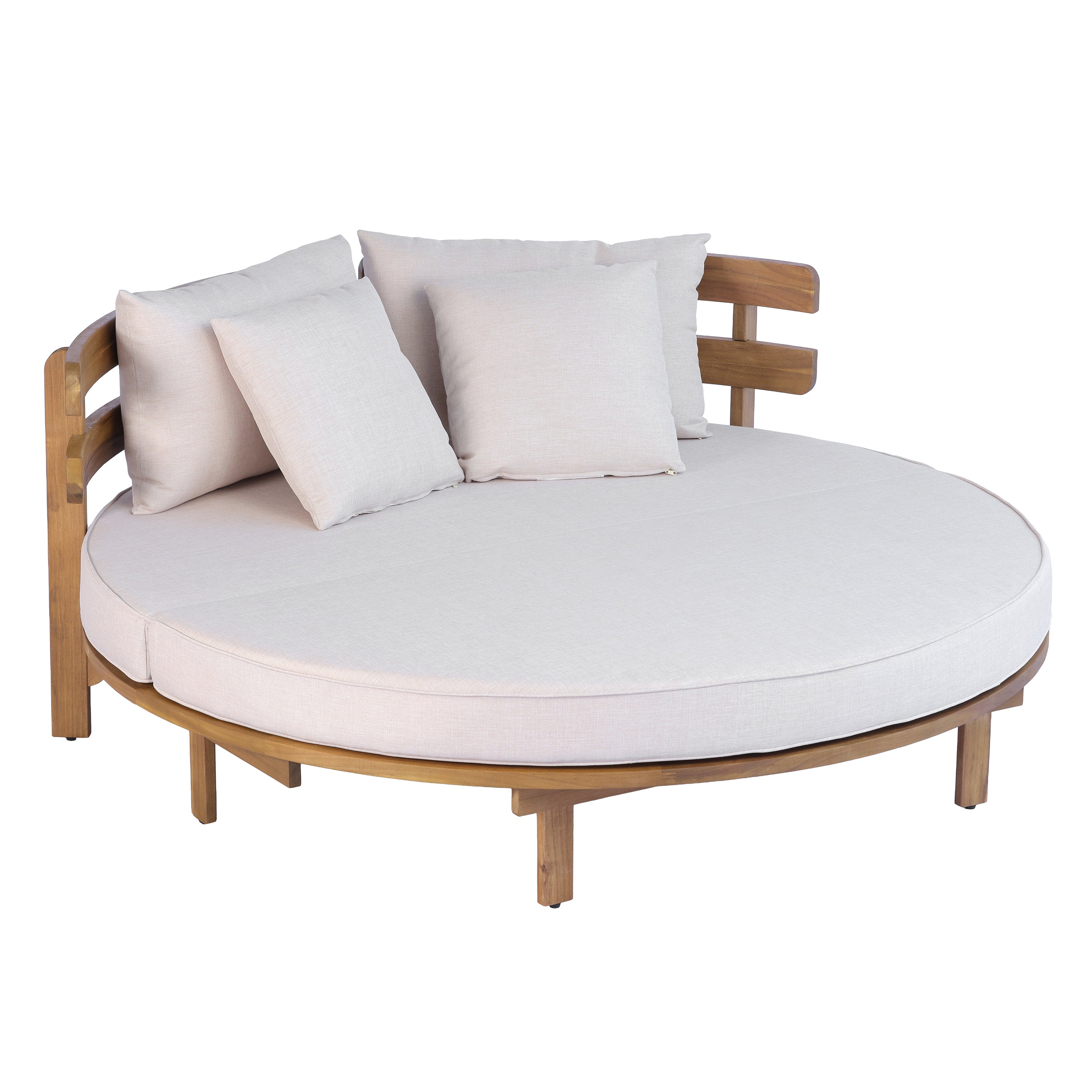 Outdoor Acacia Wood Round Lounger Daybed - Image 14